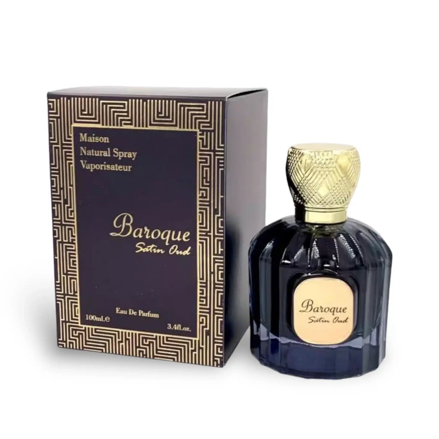 Baroque Satin Oud 100ml Eau de Parfum by Maison Alhambra bottle and box