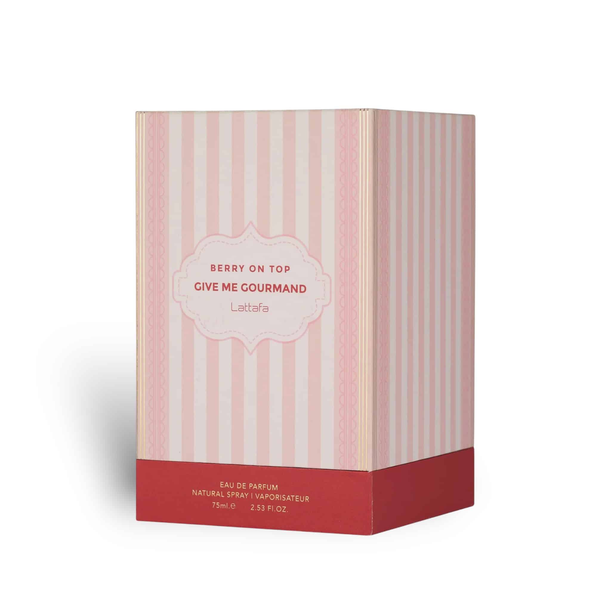 Berry On Top (Give Me Gourmand) 75ml Eau de Parfum by Lattafa fragrance packaging front view
