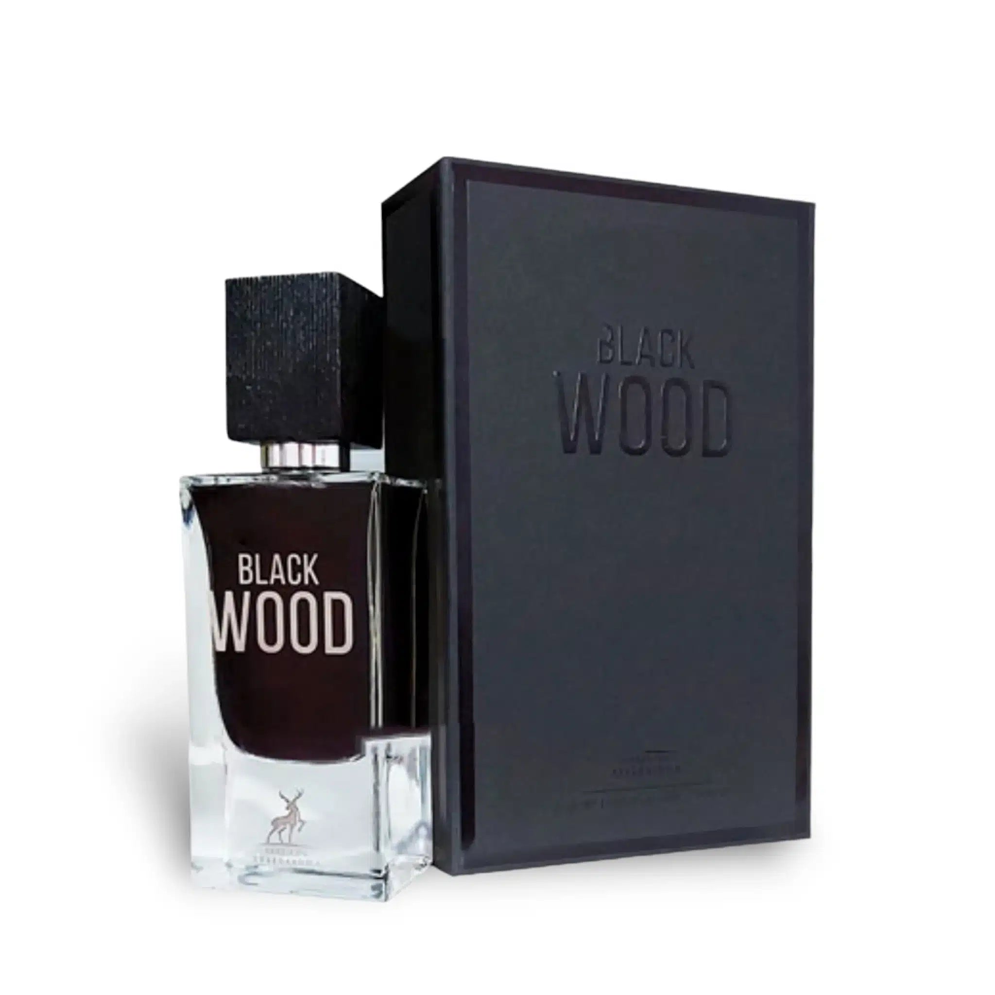 Black Wood 60ml Bukhoor Incense by Maison Alhambra bottle and box