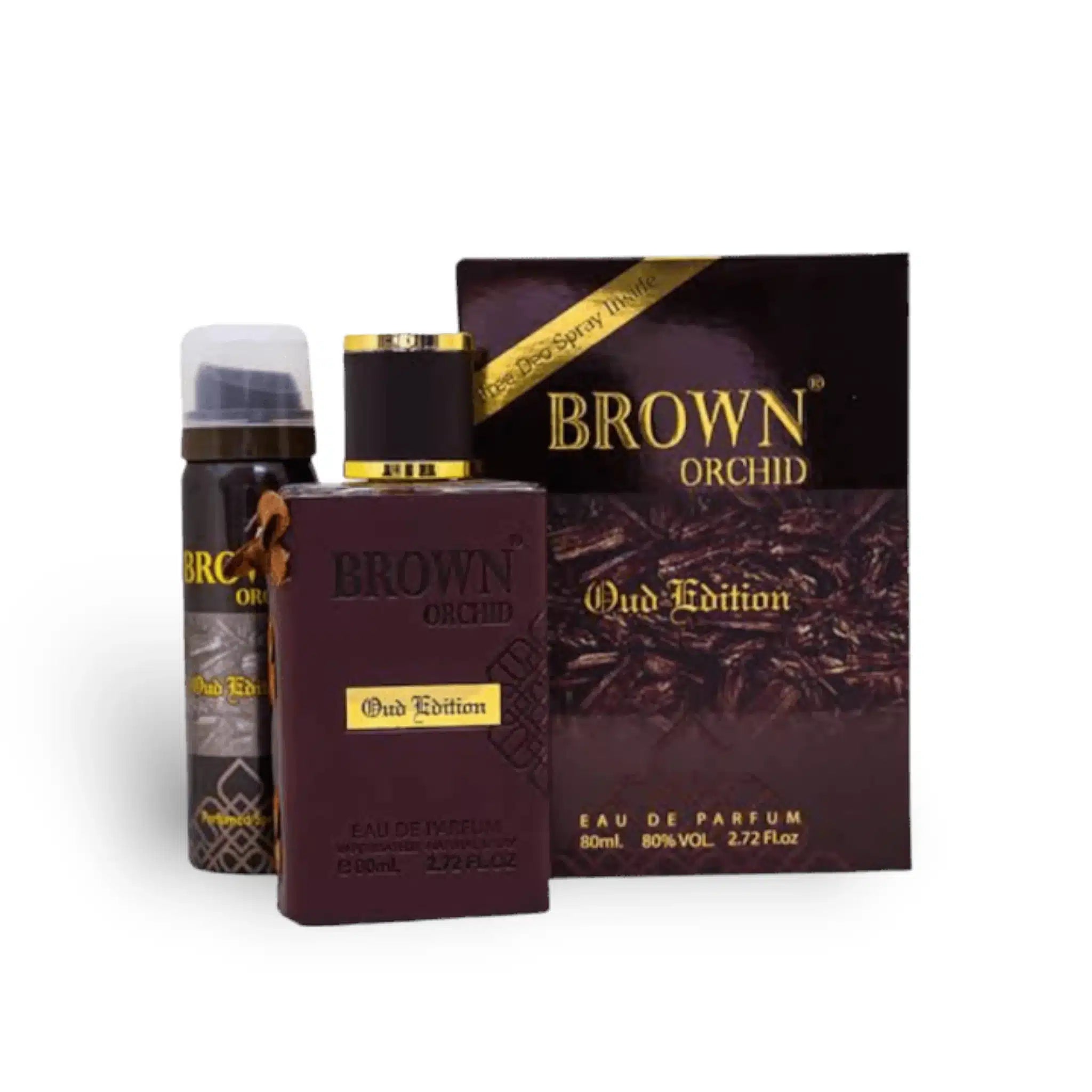 Brown Orchid Oud Edition with 80ml Body Spray by Fragrance World everyday fragrance body spray