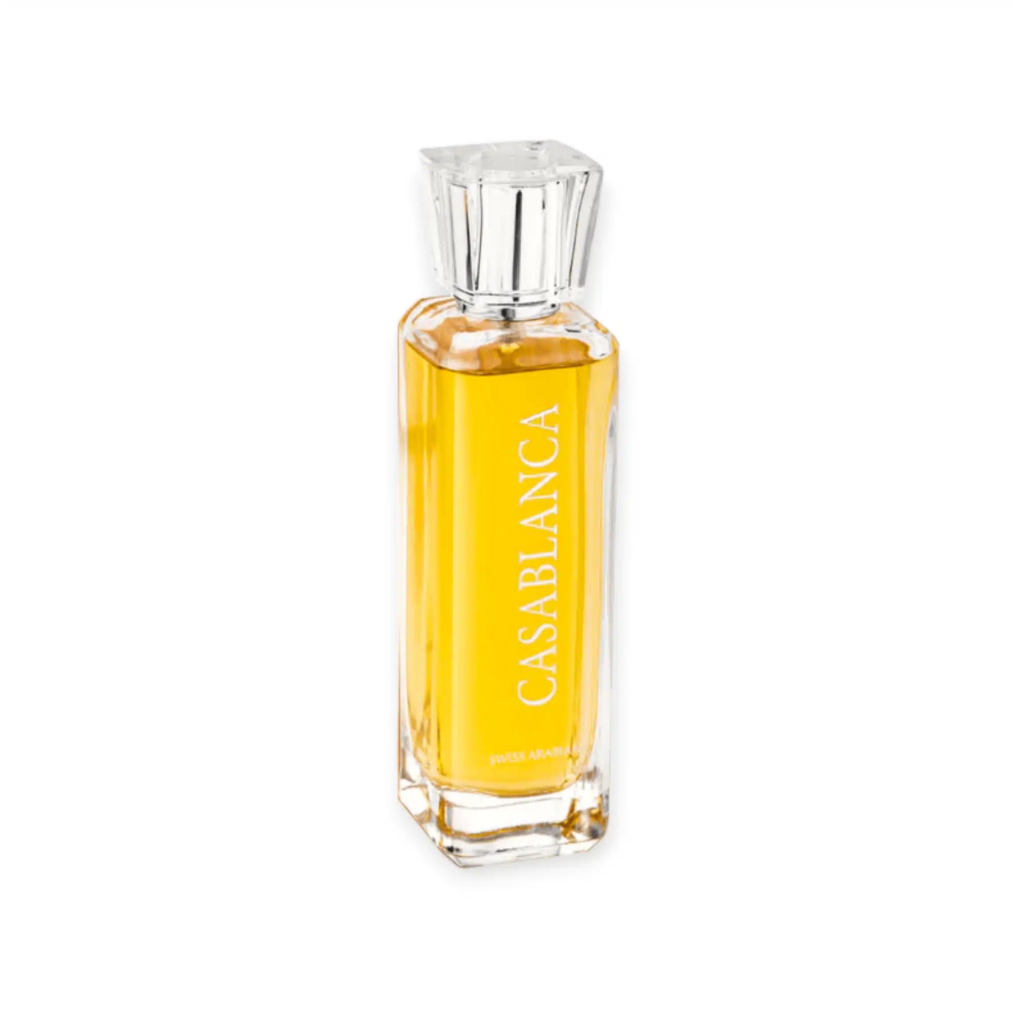 Casablanca 100ml Eau de Parfum by Swiss Arabian fragrance packaging front view