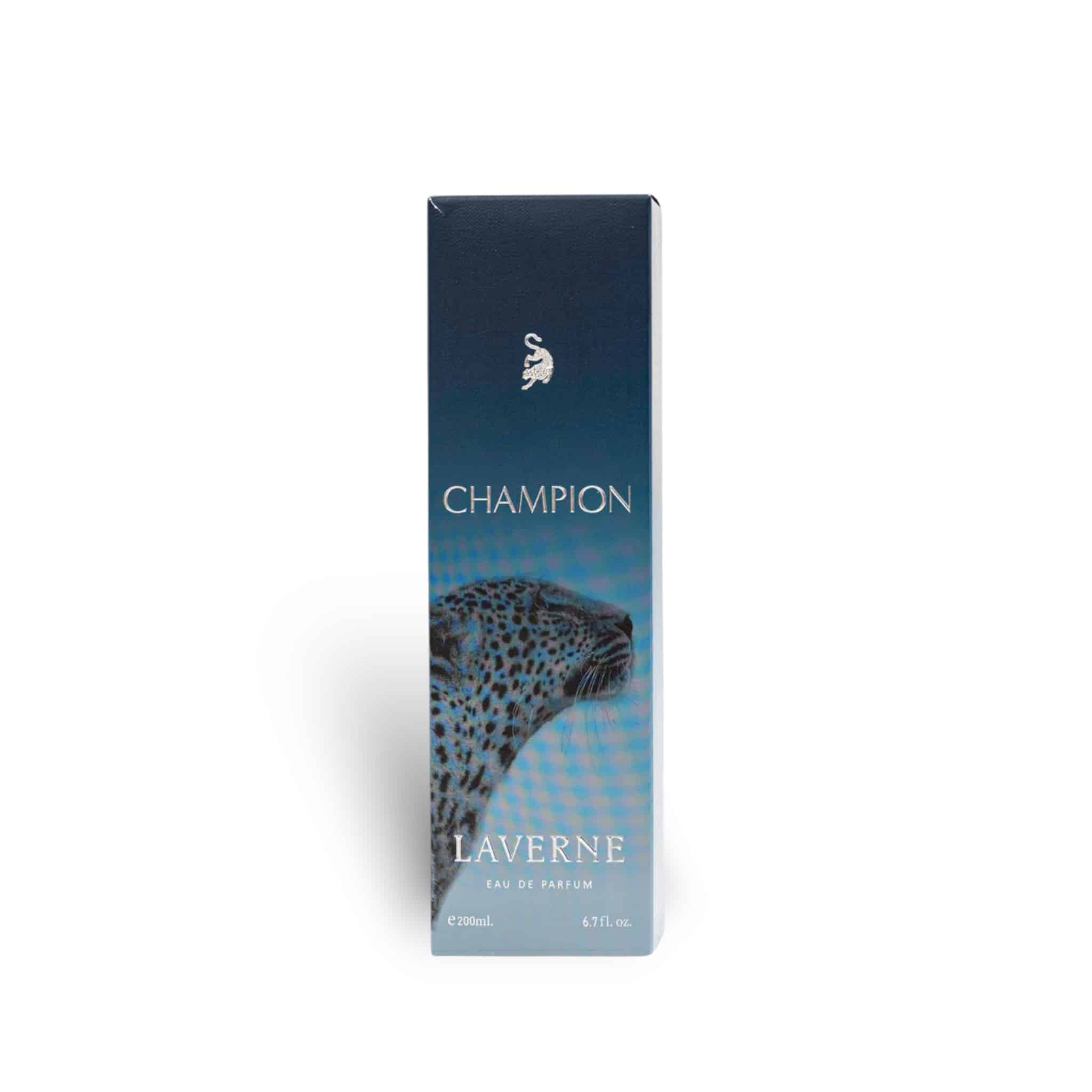 Champion 100ml Eau de Parfum by Laverne perfume bottle close up