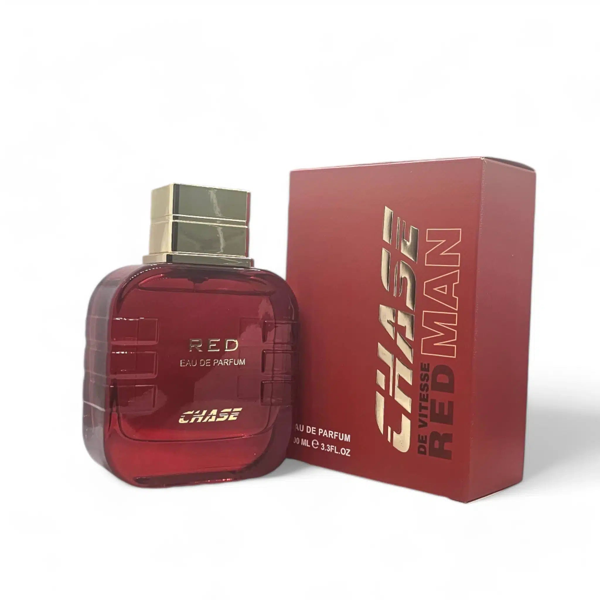 Chase Red 100ml Eau de Parfum by Vitesse Parfums bottle and box
