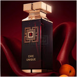 Chic Unique 100ml Eau de Parfum by Fragrance World perfume bottle close up