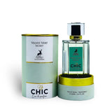 Chic Velvet Vert Secret 100ml Eau de Parfum by Maison Alhambra perfume bottle close up