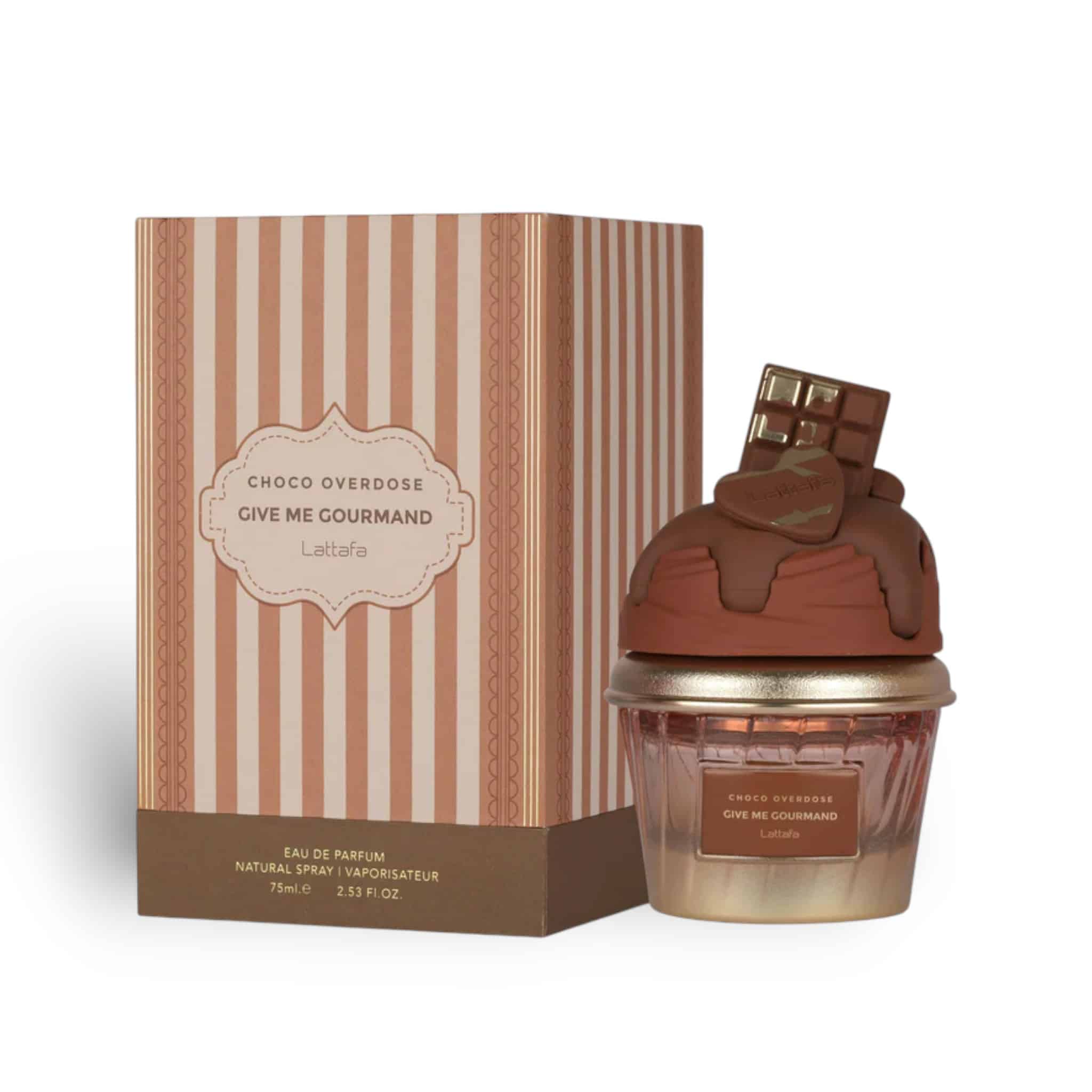 Choco Overdose (Give Me Gourmand) 75ml Eau de Parfum by Lattafa bottle and box