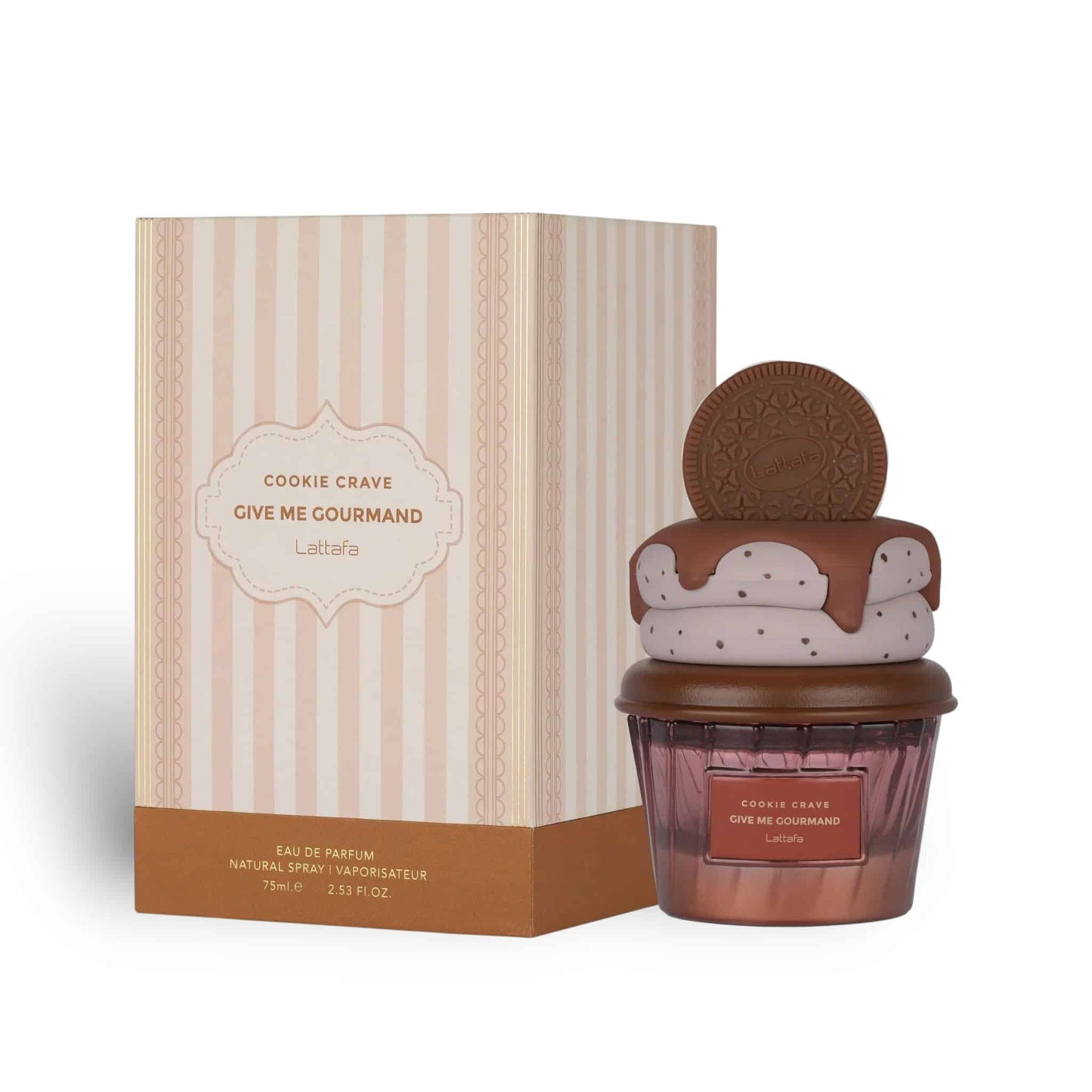 Cookie Crave (Give Me Gourmand) 75ml Eau de Parfum by Lattafa bottle and box