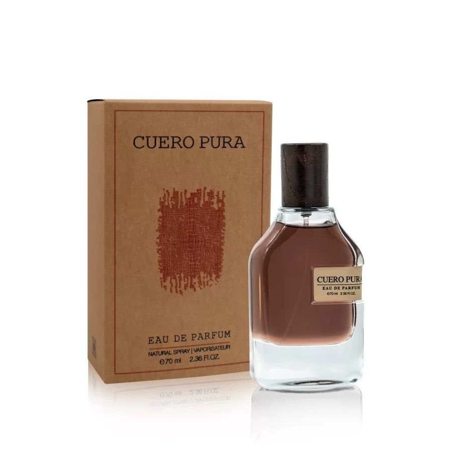 Cuero Pura 70ml Eau de Parfum by Fragrance World bottle and box