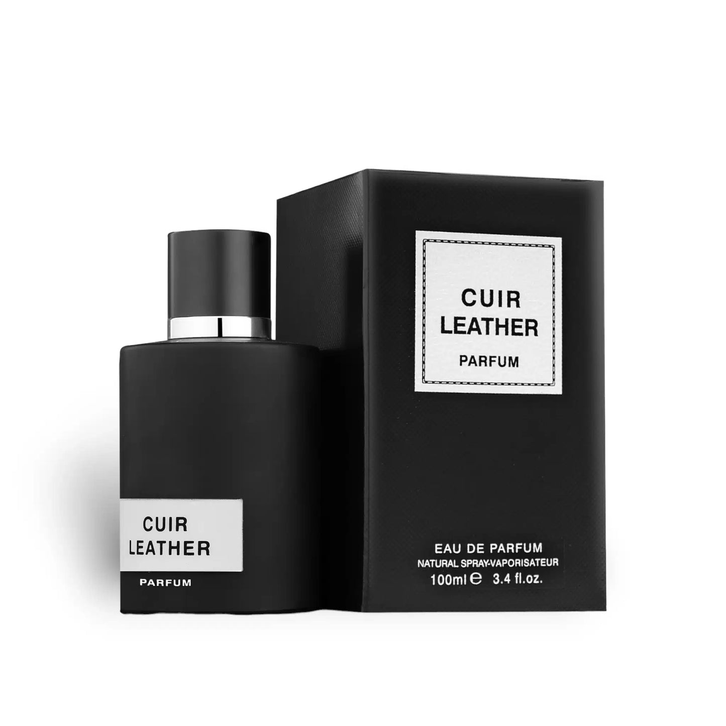 Cuir Leather Parfum 100ml Eau de Parfum by Fragrance World bottle and box