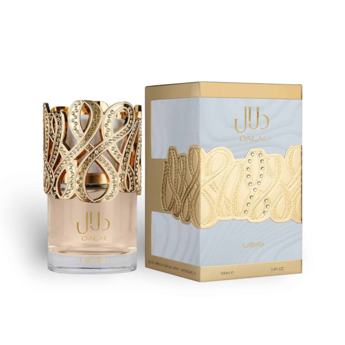 Dalal 100ml Eau de Parfum by Lattafa bottle and box