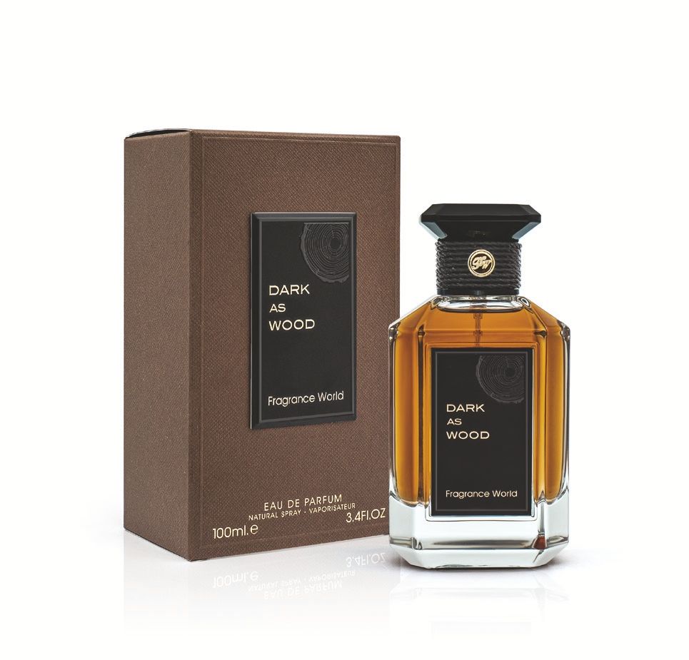 Dark As Wood 100ml Eau de Parfum by Fragrance World perfume bottle close up