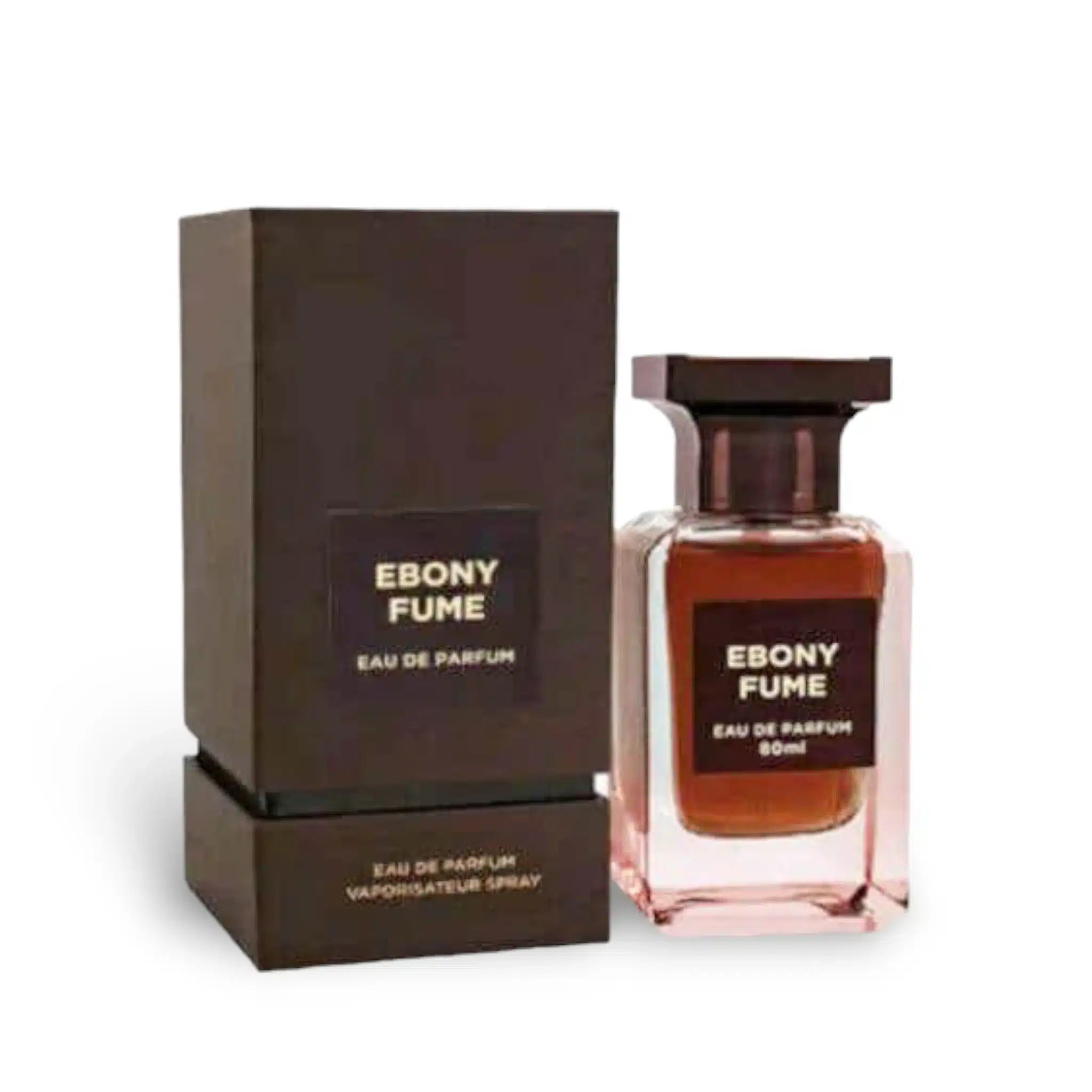 Ebony Fume 80ml Eau de Parfum by Fragrance World bottle and box
