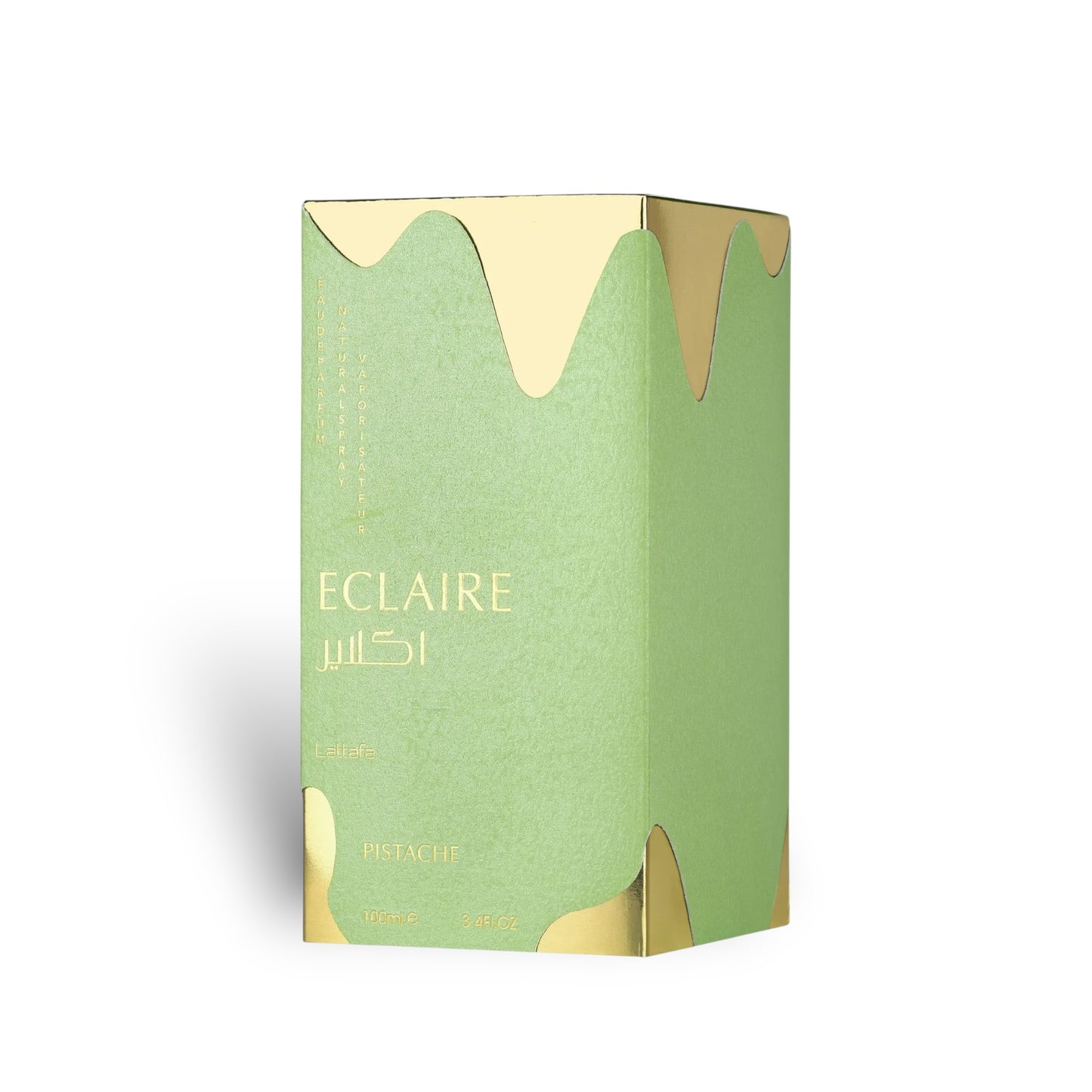 Eclaire Pistache 100ml Eau de Parfum by Lattafa fragrance packaging front view