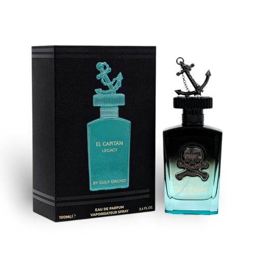 El Capitán Legacy 100ml Eau de Parfum by Gulf Orchid bottle and box