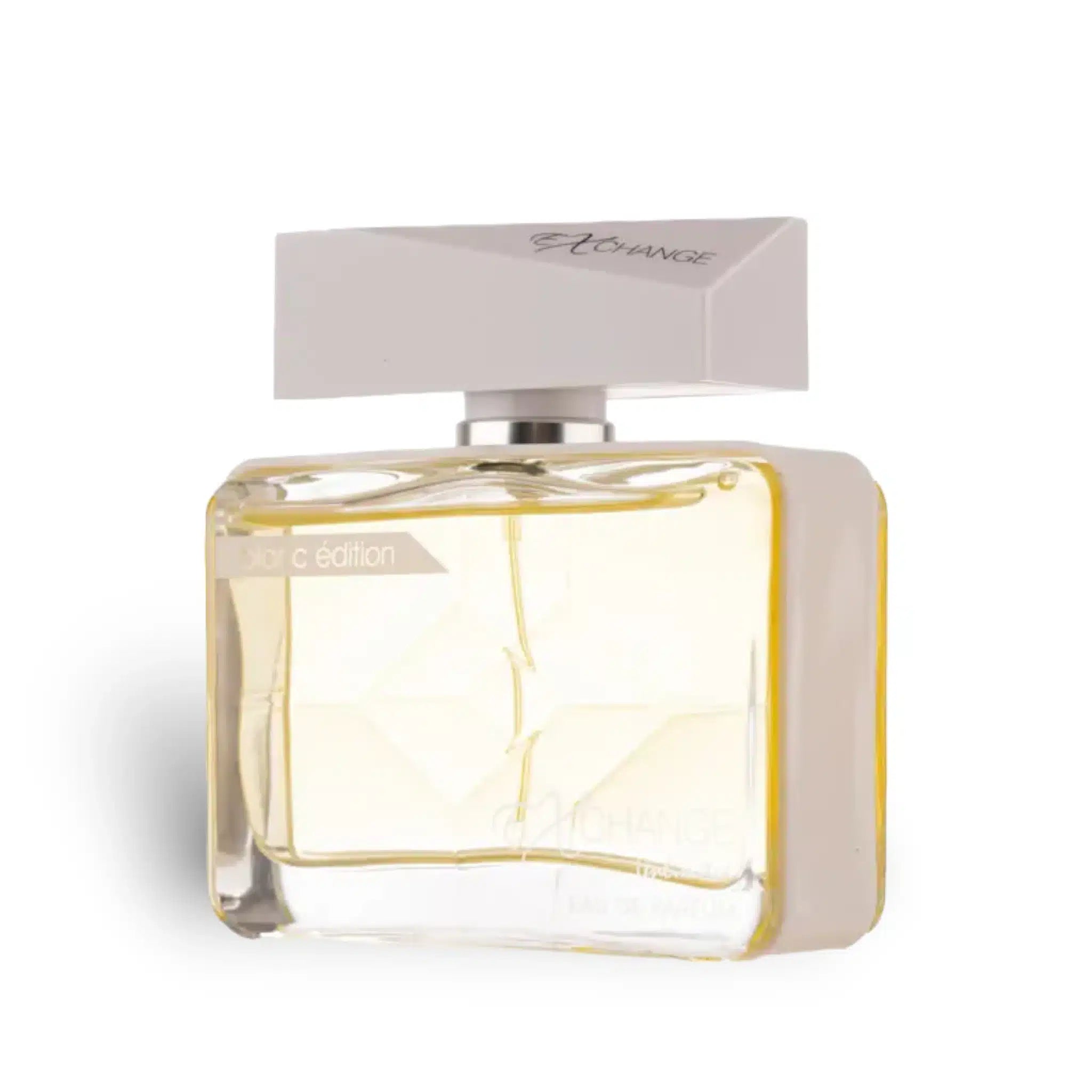 Exchange Unlimited Blanc Edition 100ml Eau de Parfum by Fragrance World perfume bottle close up