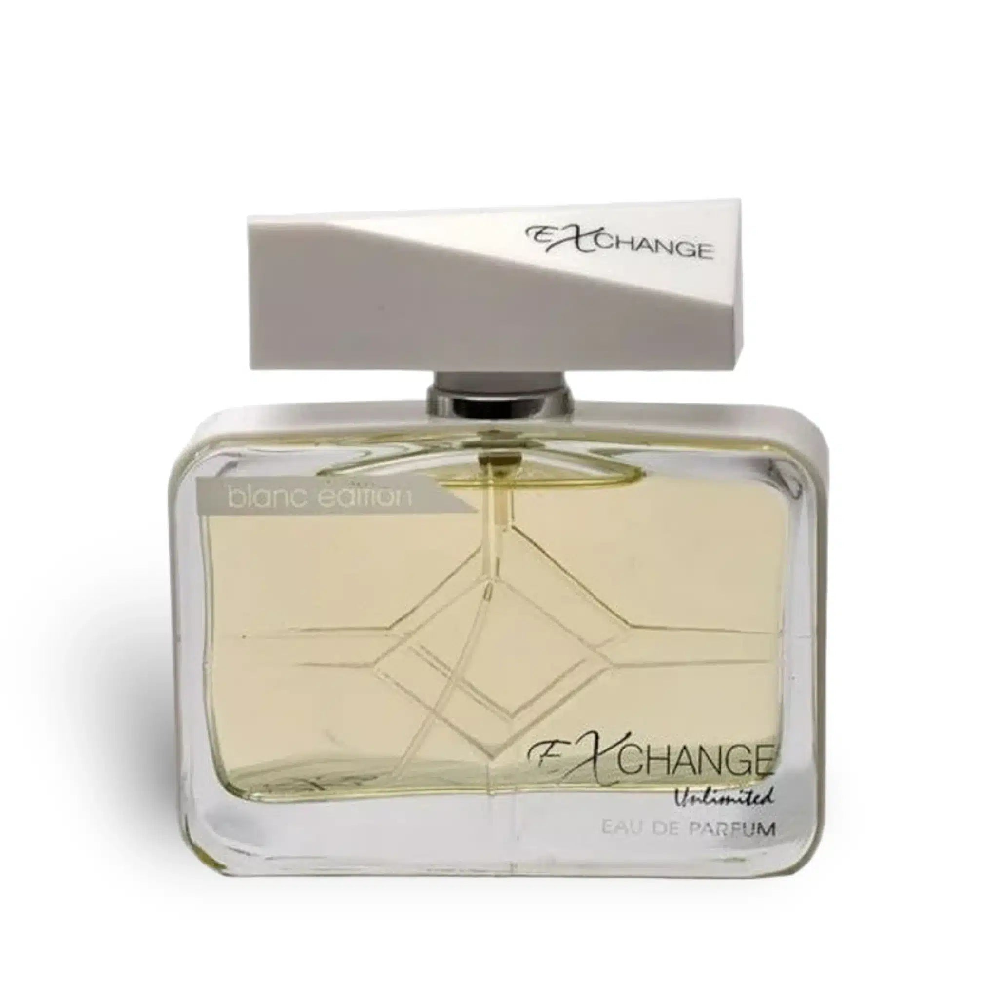 Exchange Unlimited Blanc Edition 100ml Eau de Parfum by Fragrance World fragrance packaging front view