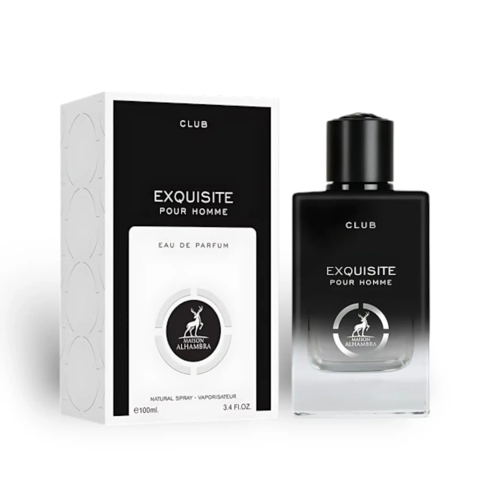 Exquisite Pour Homme Club 100ml Eau de Parfum by Maison Alhambra bottle and box