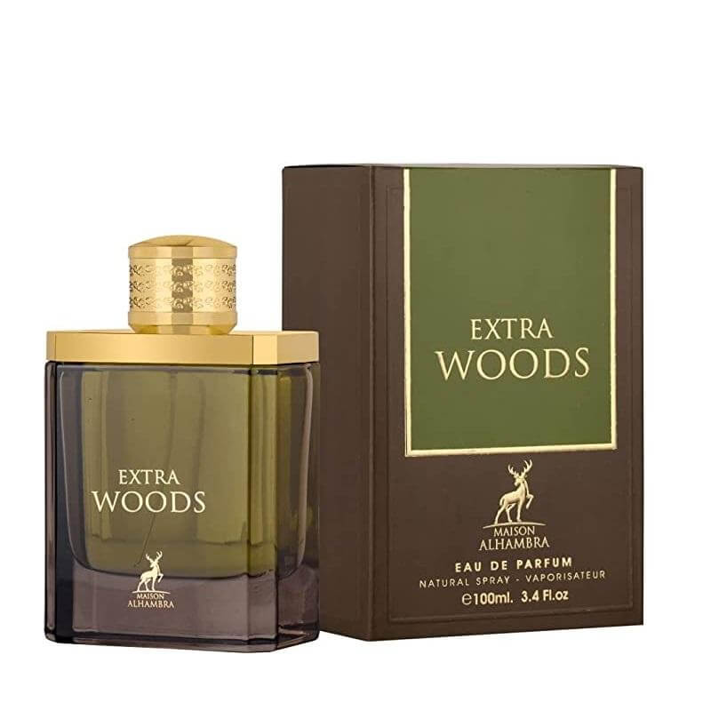 Extra Woods 100ml Eau de Parfum by Maison Alhambra bottle and box