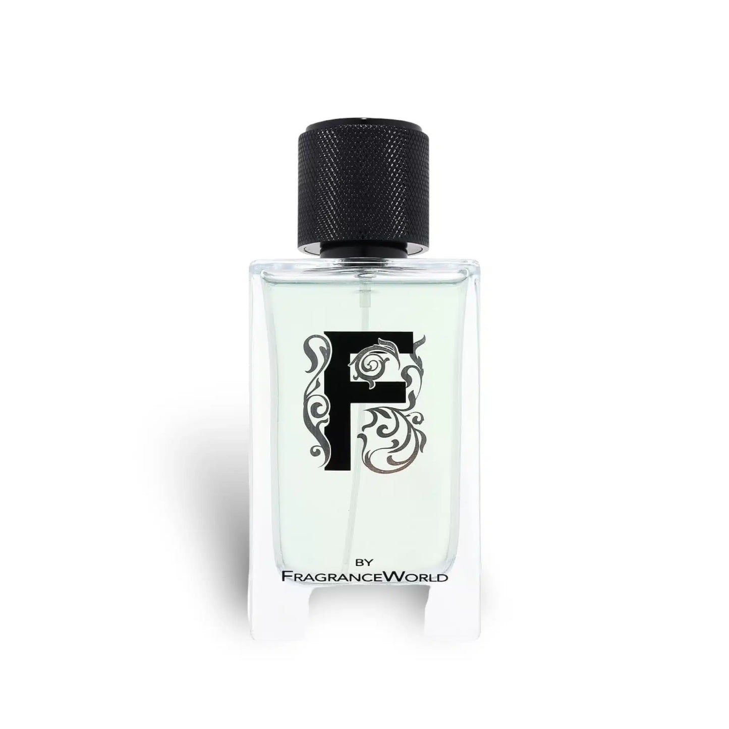 F 100ml Eau de Parfum by Fragrance World perfume bottle close up