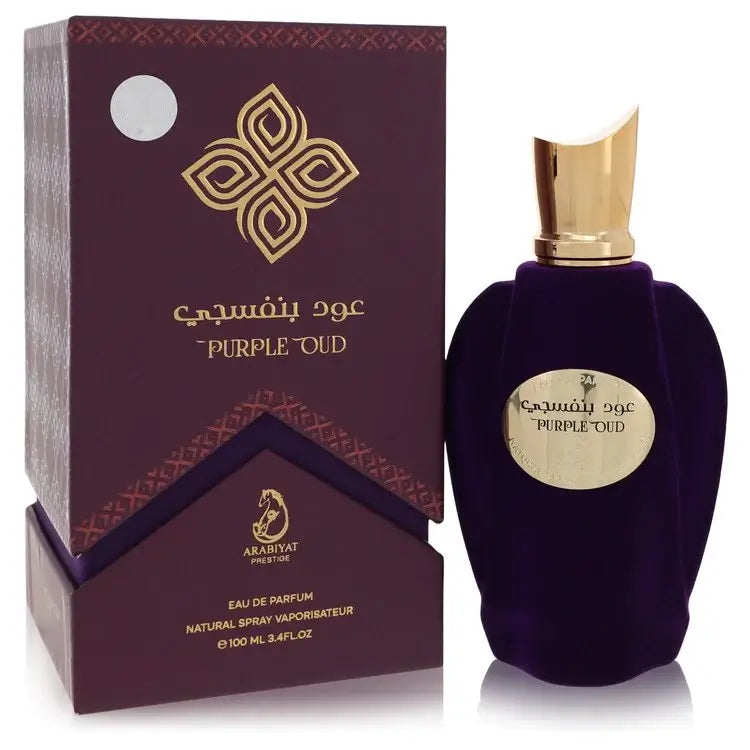 Purple Oud 100ml Eau de Parfum by Arabiyat Prestige bottle and box