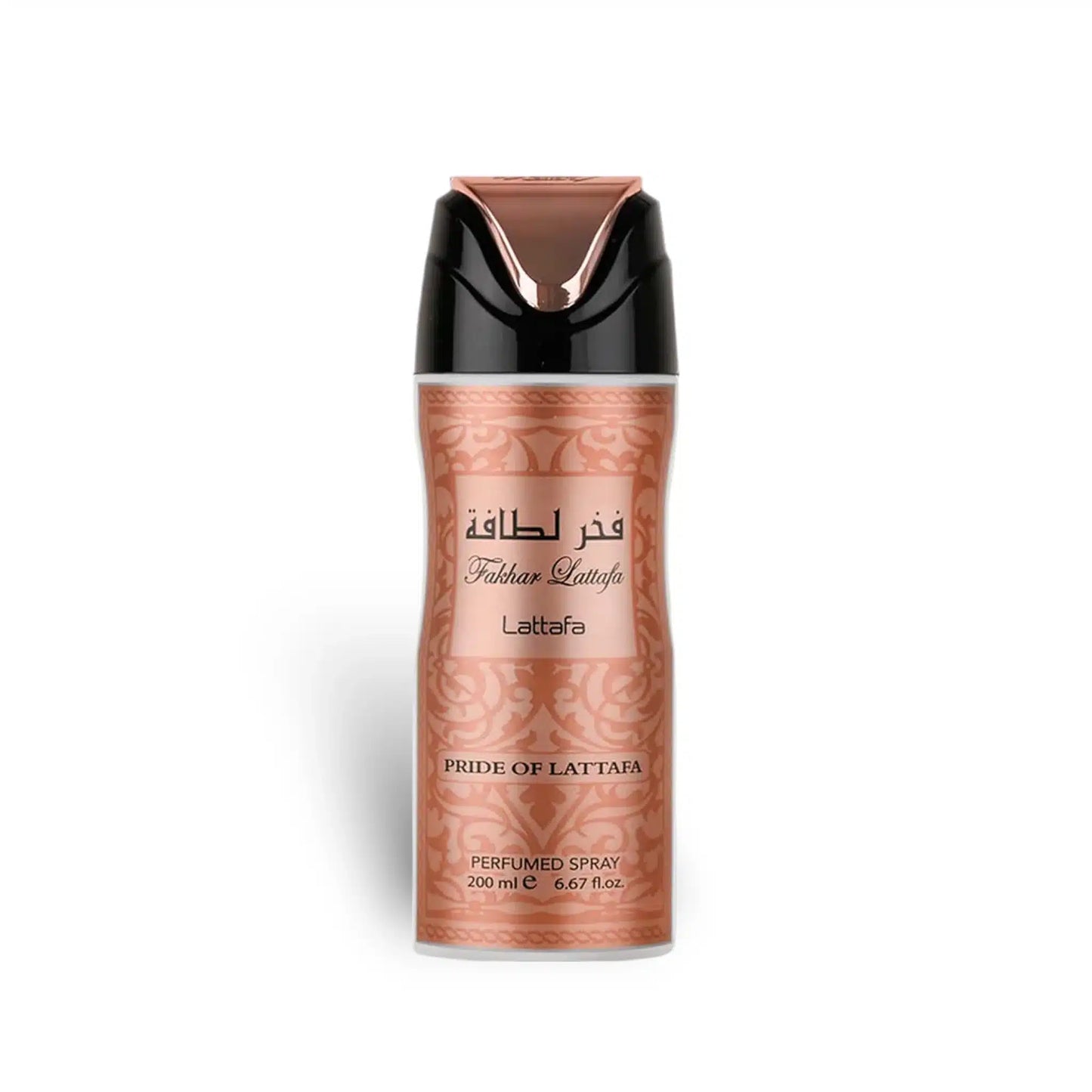 Fakhar Lattafa Rose Gold Perfumed 200ml Body Spray by Lattafa Pride body spray can and packaging