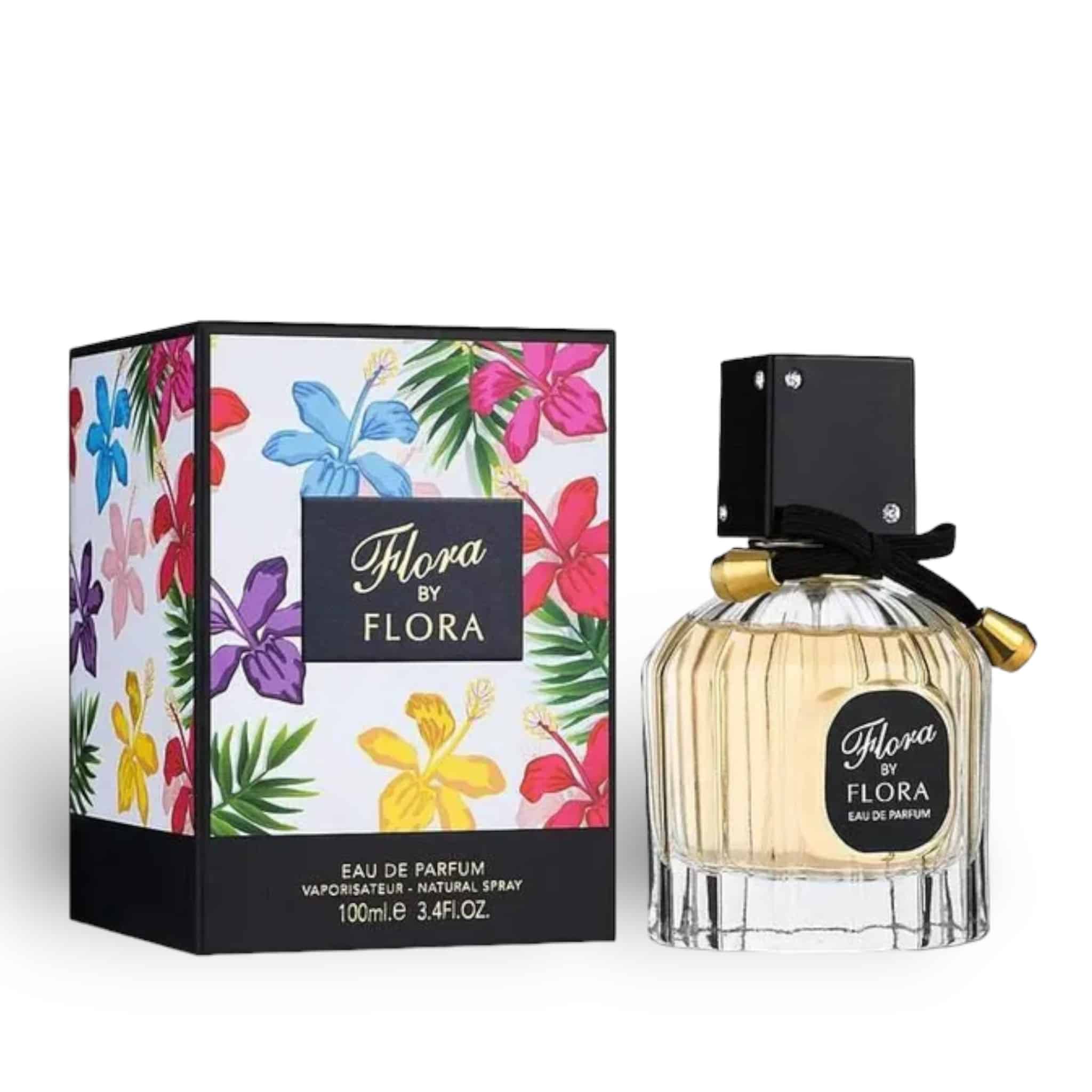 Flora 100ml Eau de Parfum by Fragrance World bottle and box