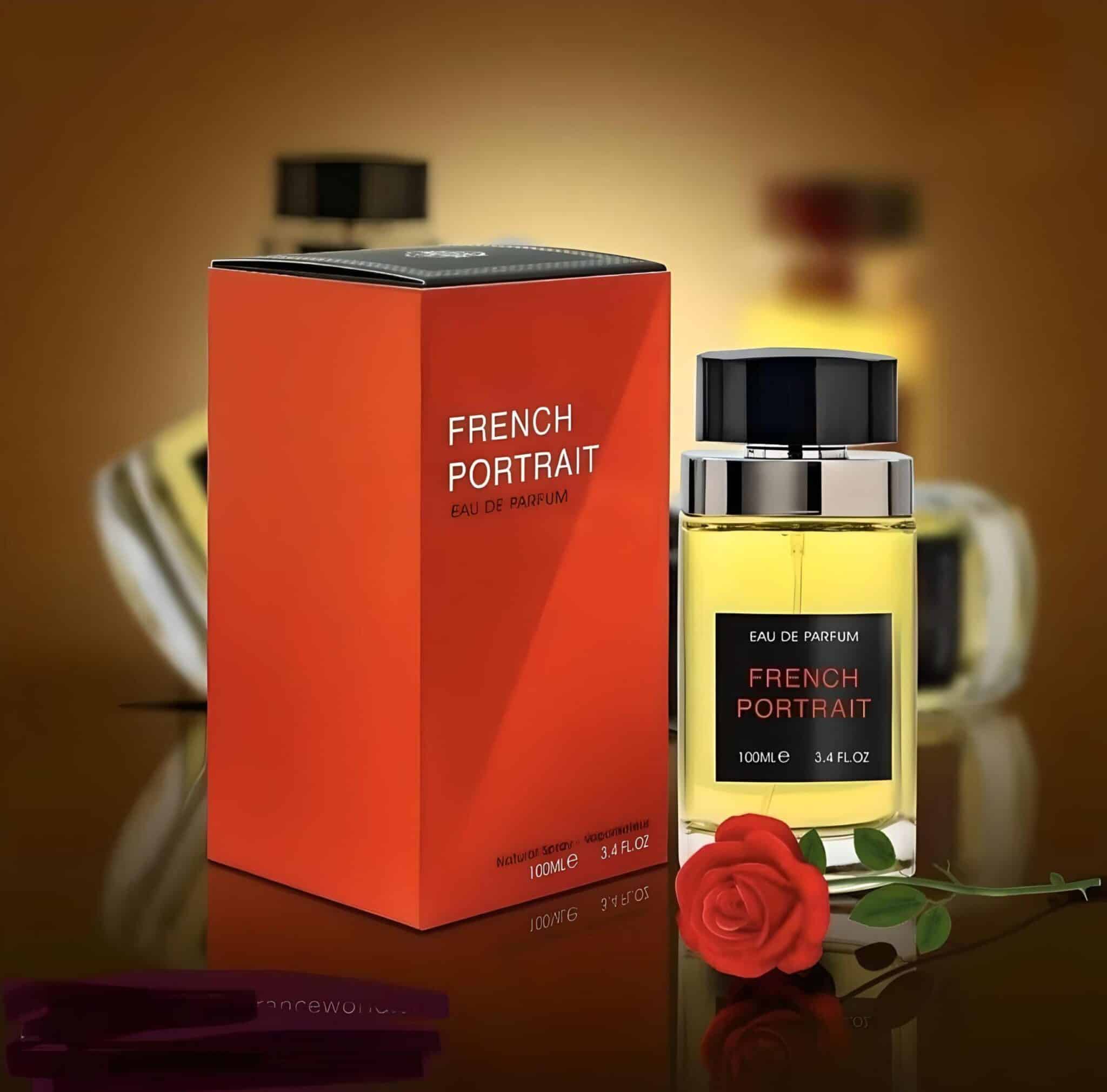 French Portrait 100ml Eau de Parfum by Fragrance World perfume bottle close up