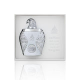 Ghala Zayed Luxury Silver 100ml Eau de Parfum by Ard Al Khaleej perfume bottle close up
