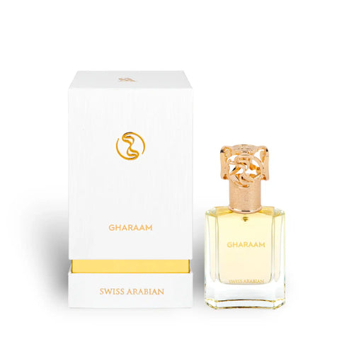 Gharaam 50ml Eau de Parfum by Swiss Arabian bottle and box