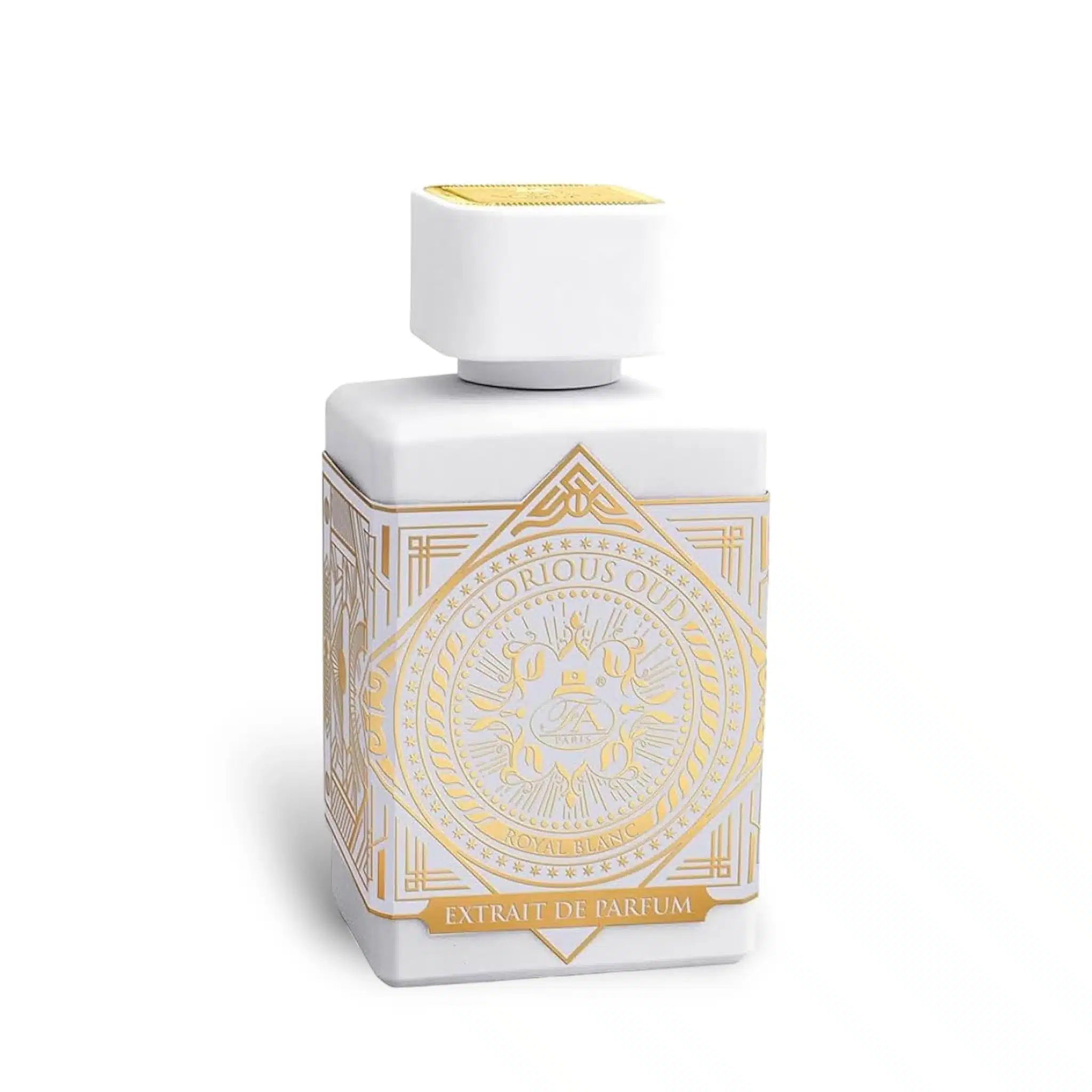 Glorious Oud Royal Blanc 80ml Extrait de Parfum by French Avenue perfume bottle close up