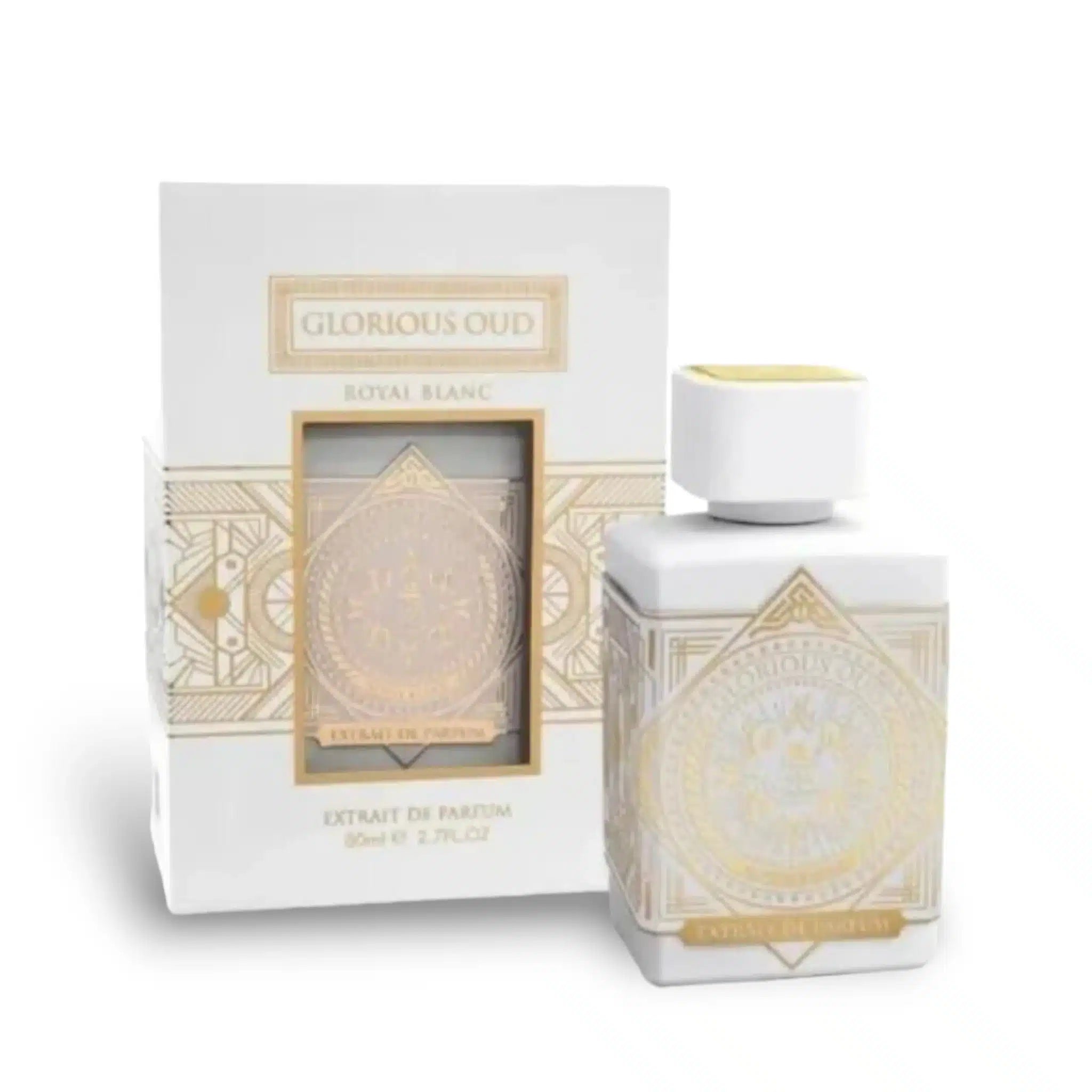 Glorious Oud Royal Blanc 80ml Extrait de Parfum by French Avenue bottle and box