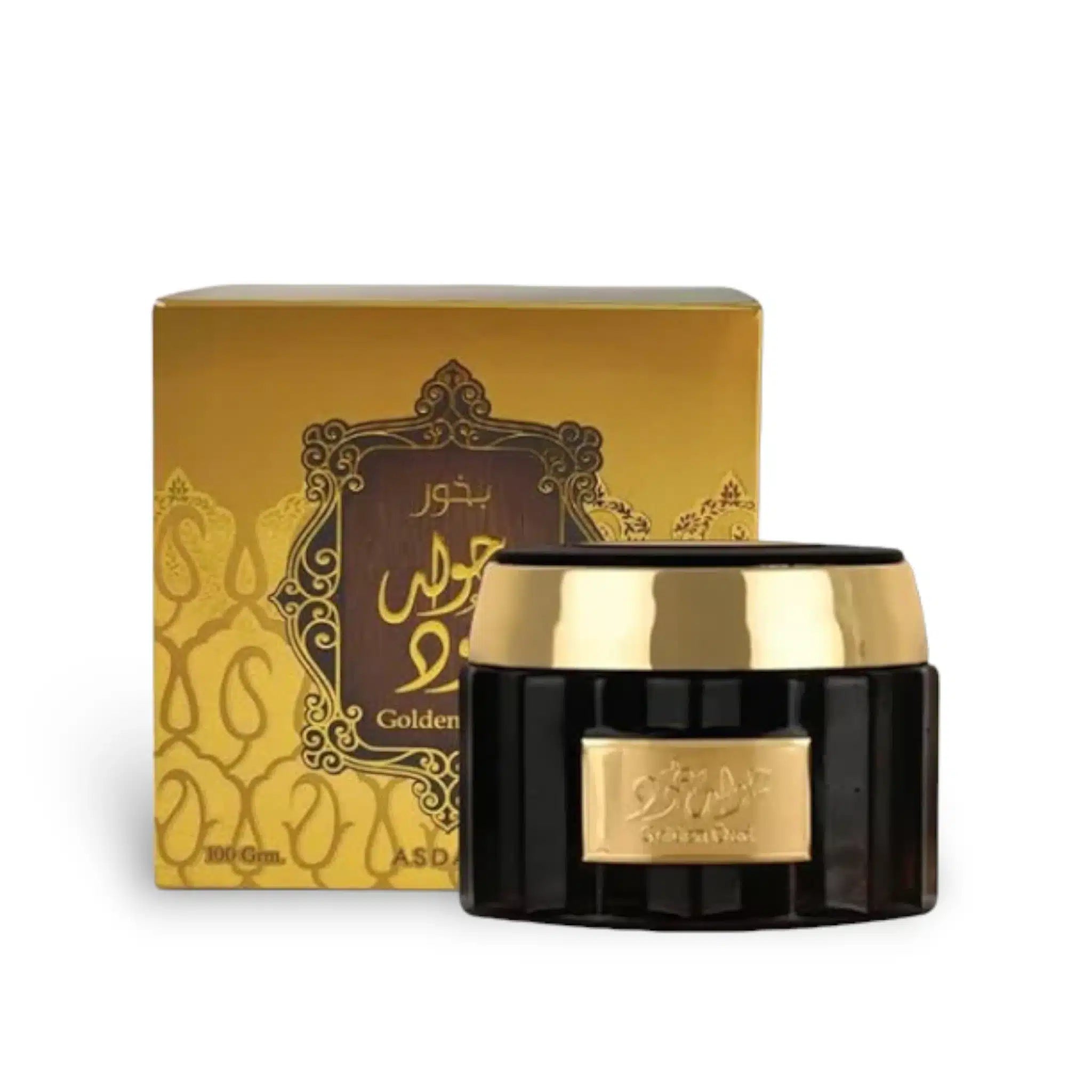 Golden Oud 35g Bukhoor Incense by Asdaaf bakhoor incense packaging