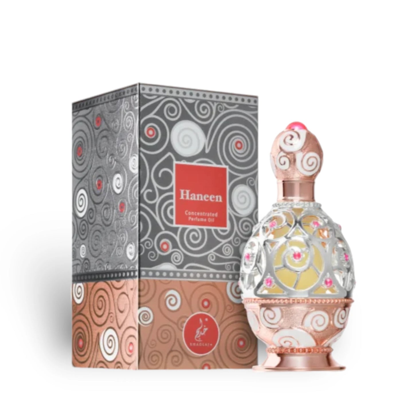Haneen Rose Gold Concentrated 20ml Perfume Oil by Khadlaj perfume oil bottle