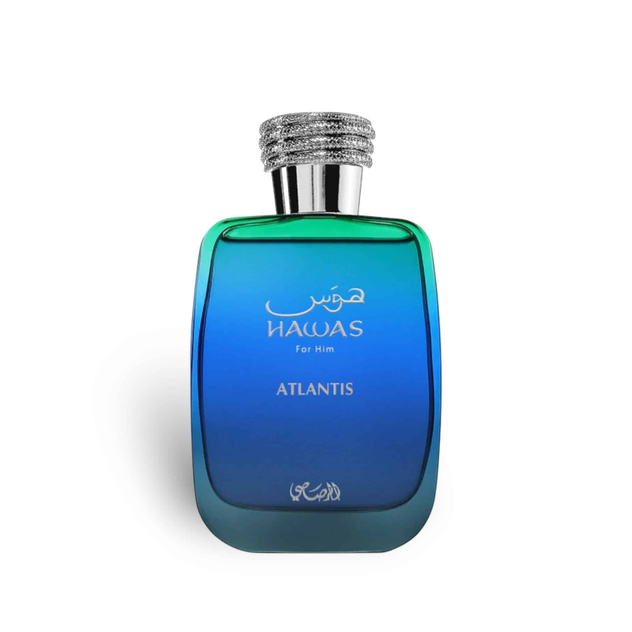 Hawas Atlantis 100ml Eau de Parfum by Rasasi fragrance packaging front view