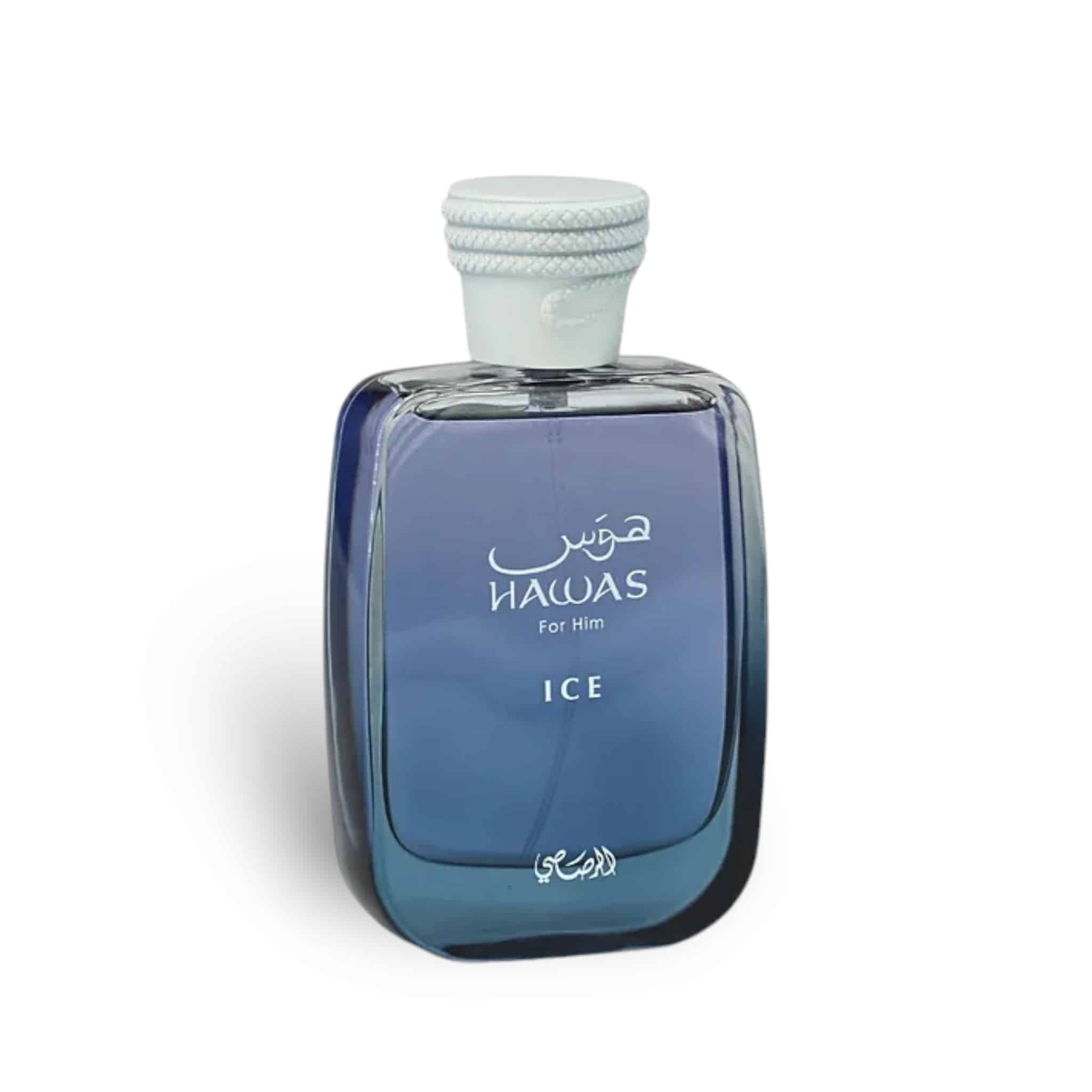 Hawas Ice 100ml Eau de Parfum by Rasasi fragrance packaging front view