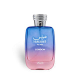 Hawas London 100ml Eau de Parfum by Rasasi fragrance packaging front view