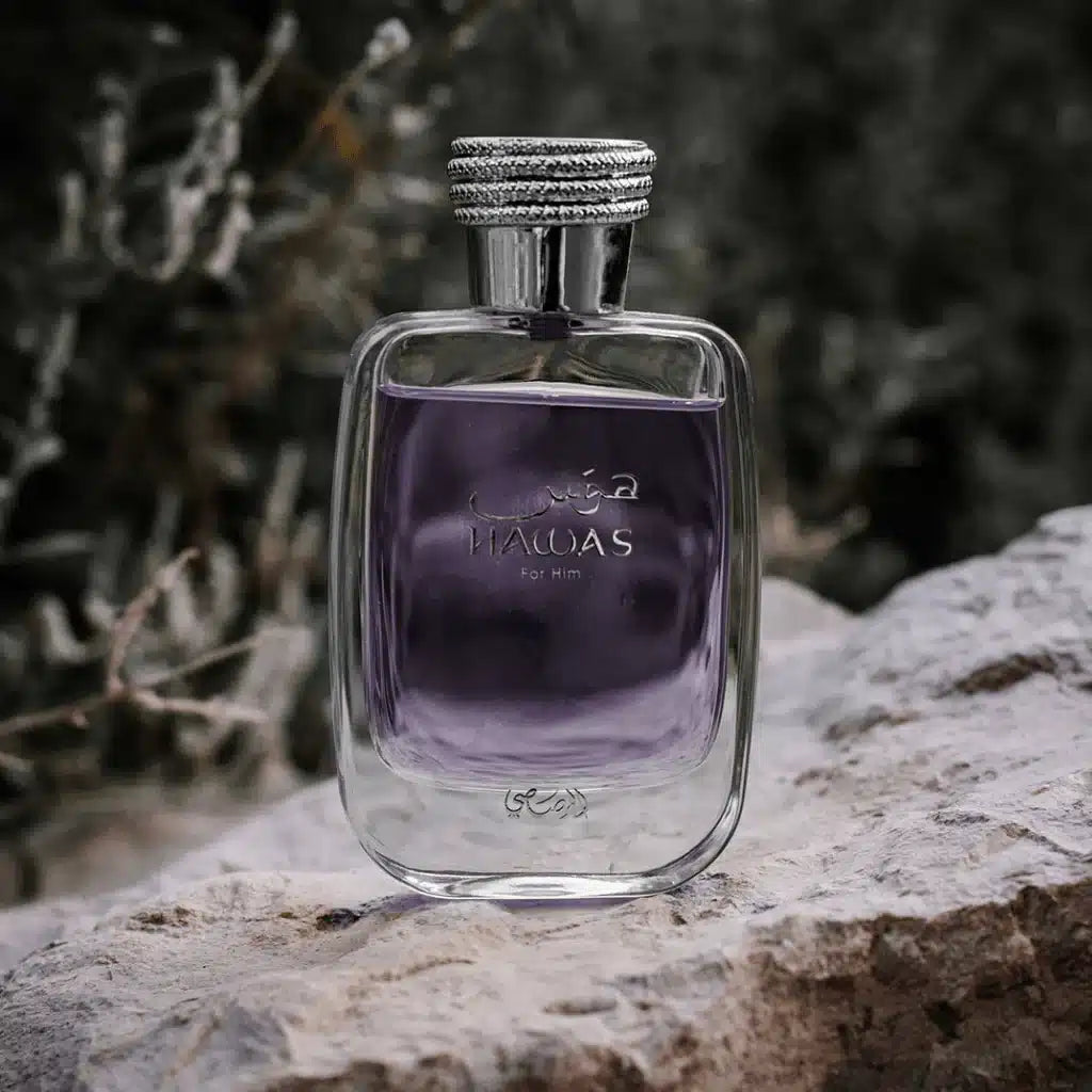 Hawas for Him 100ml Eau de Parfum by Rasasi perfume bottle close up