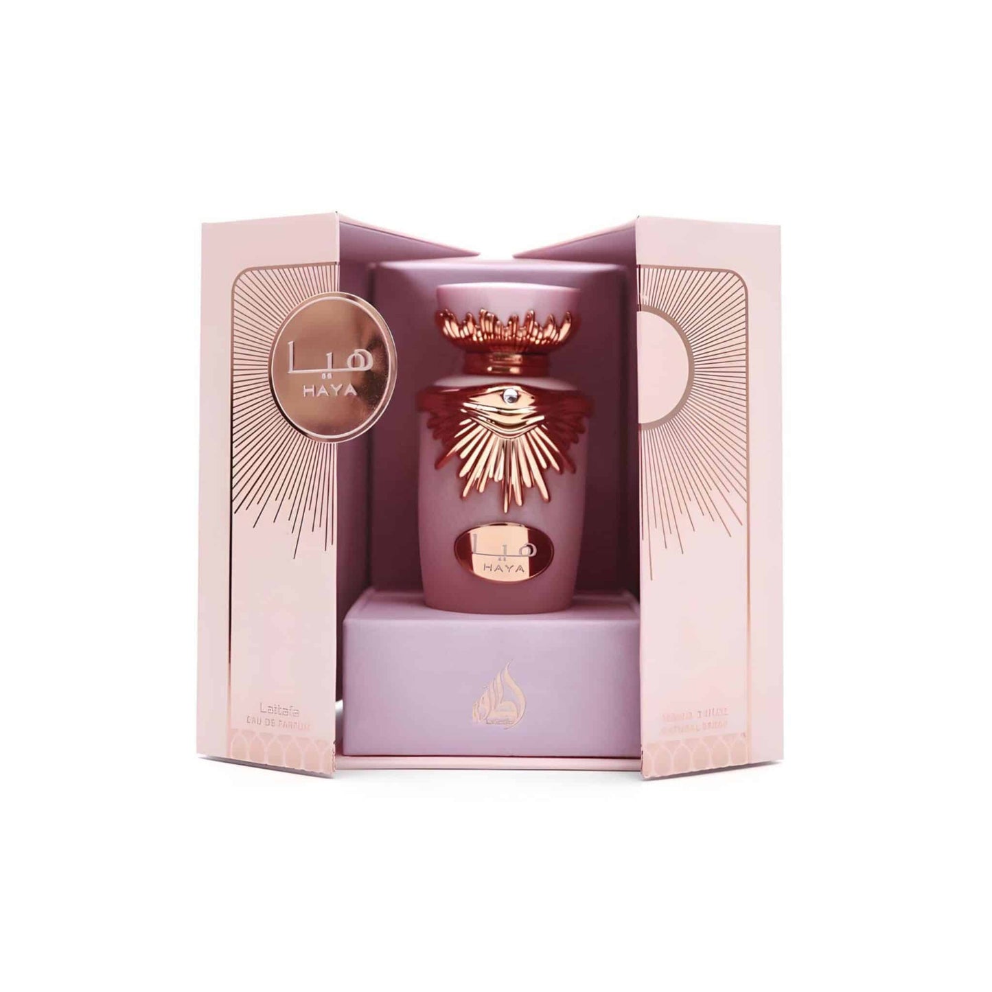 Haya 100ml Eau de Parfum by Lattafa fragrance packaging front view