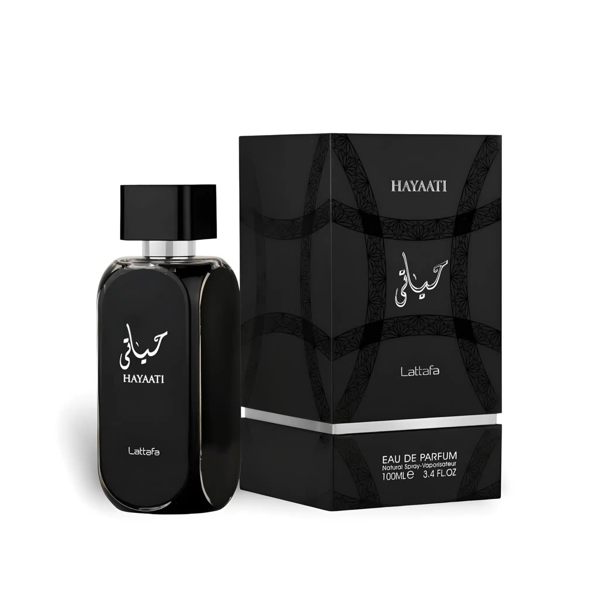 Hayaati 100ml Eau de Parfum by Lattafa bottle and box