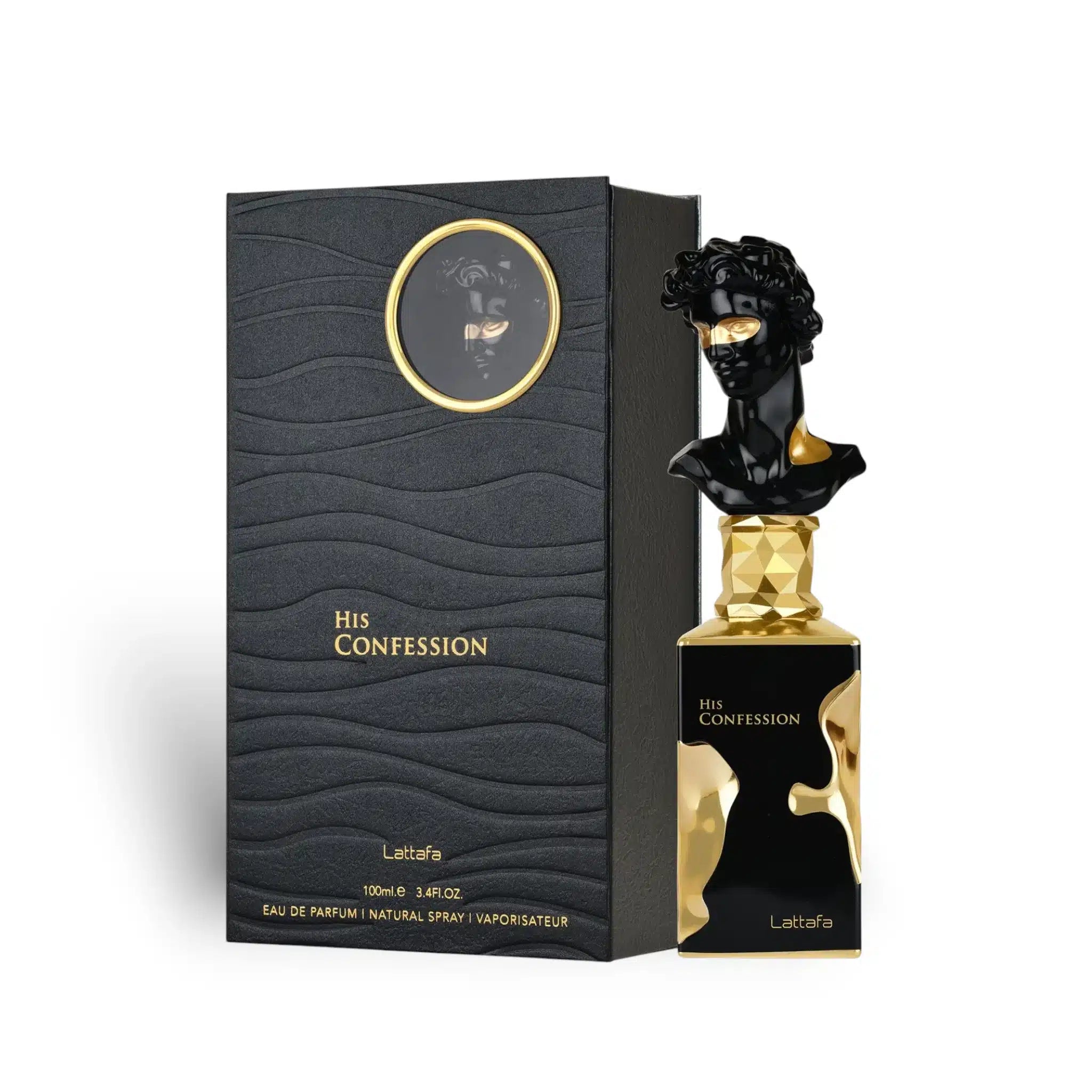 His Confession 100ml Eau de Parfum by Lattafa bottle and box
