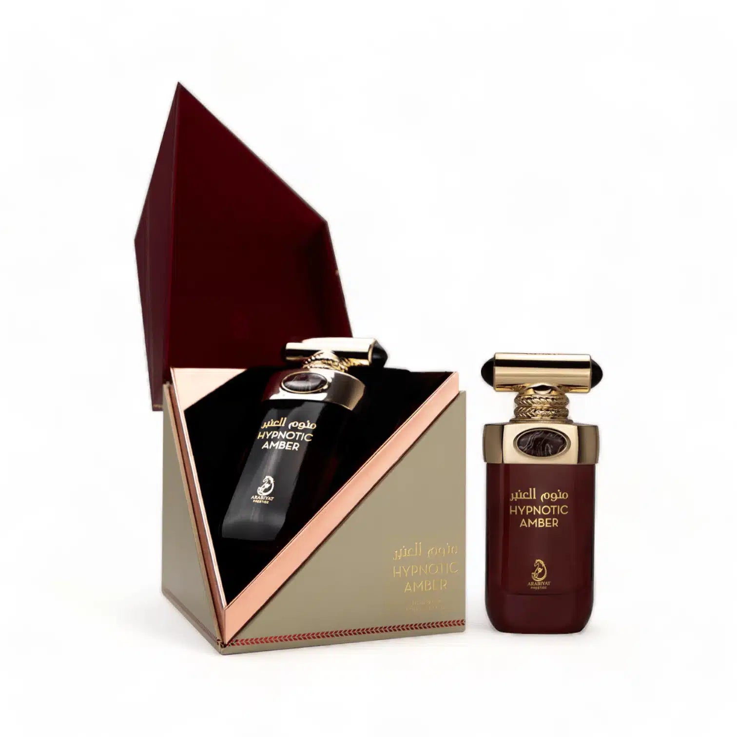 Hypnotic Amber 100ml Eau de Parfum by Arabiyat Prestige fragrance packaging front view