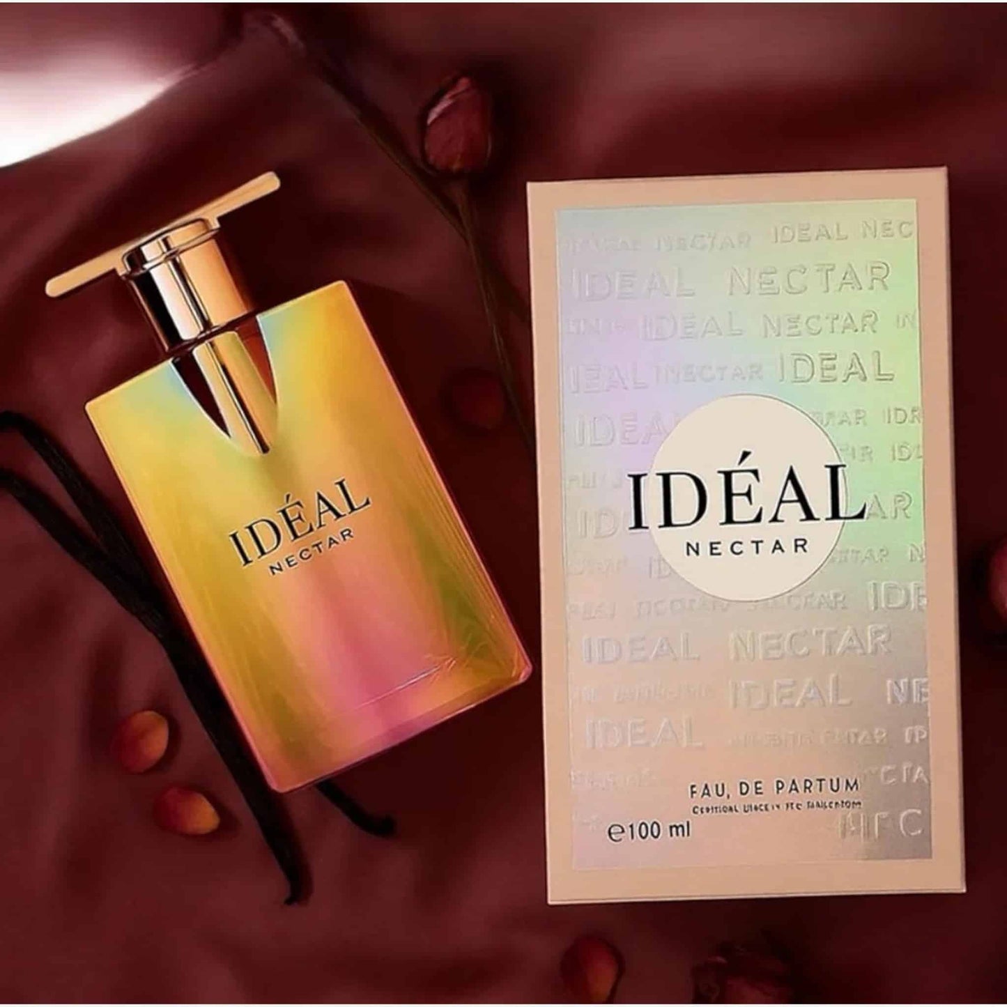 Ideal Nectar 100ml Eau de Parfum by Fragrance World perfume bottle close up