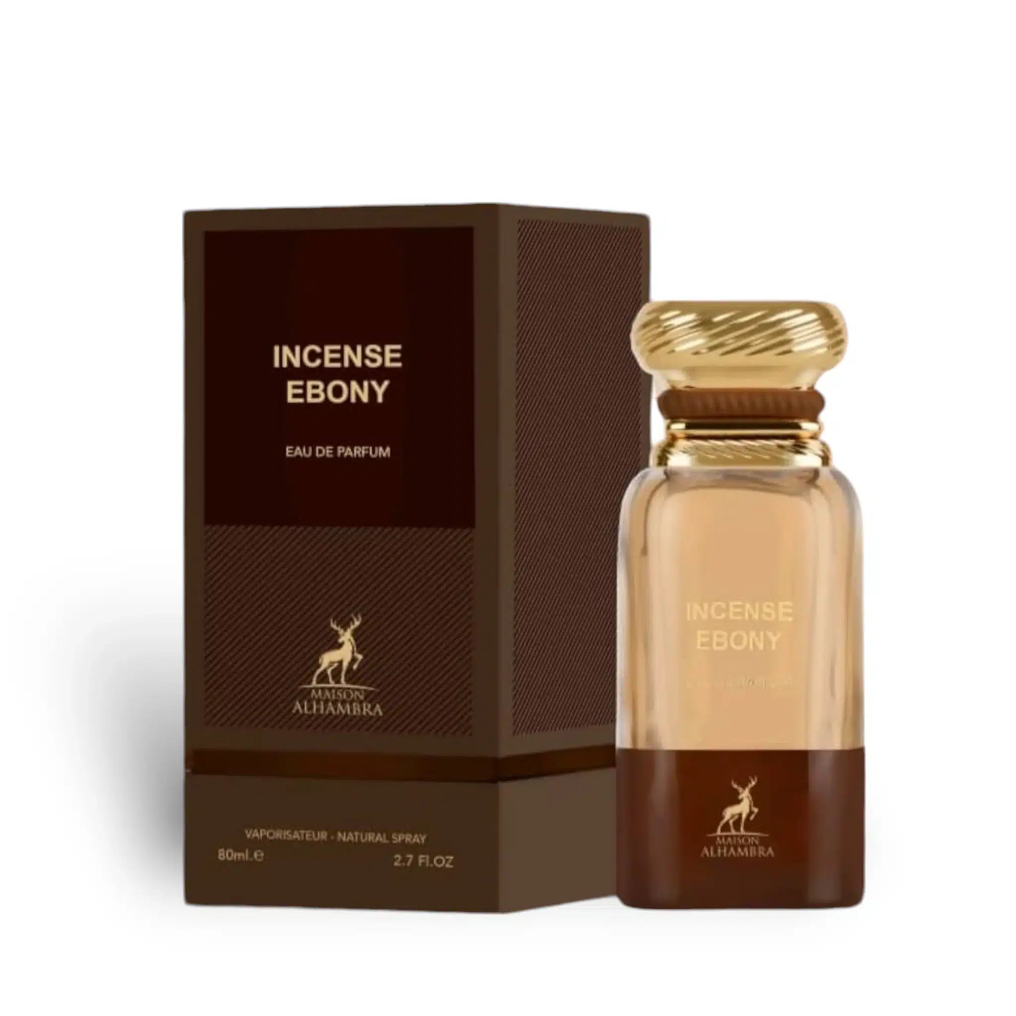 Ebony 80ml Bukhoor Incense by Maison Alhambra bottle and box