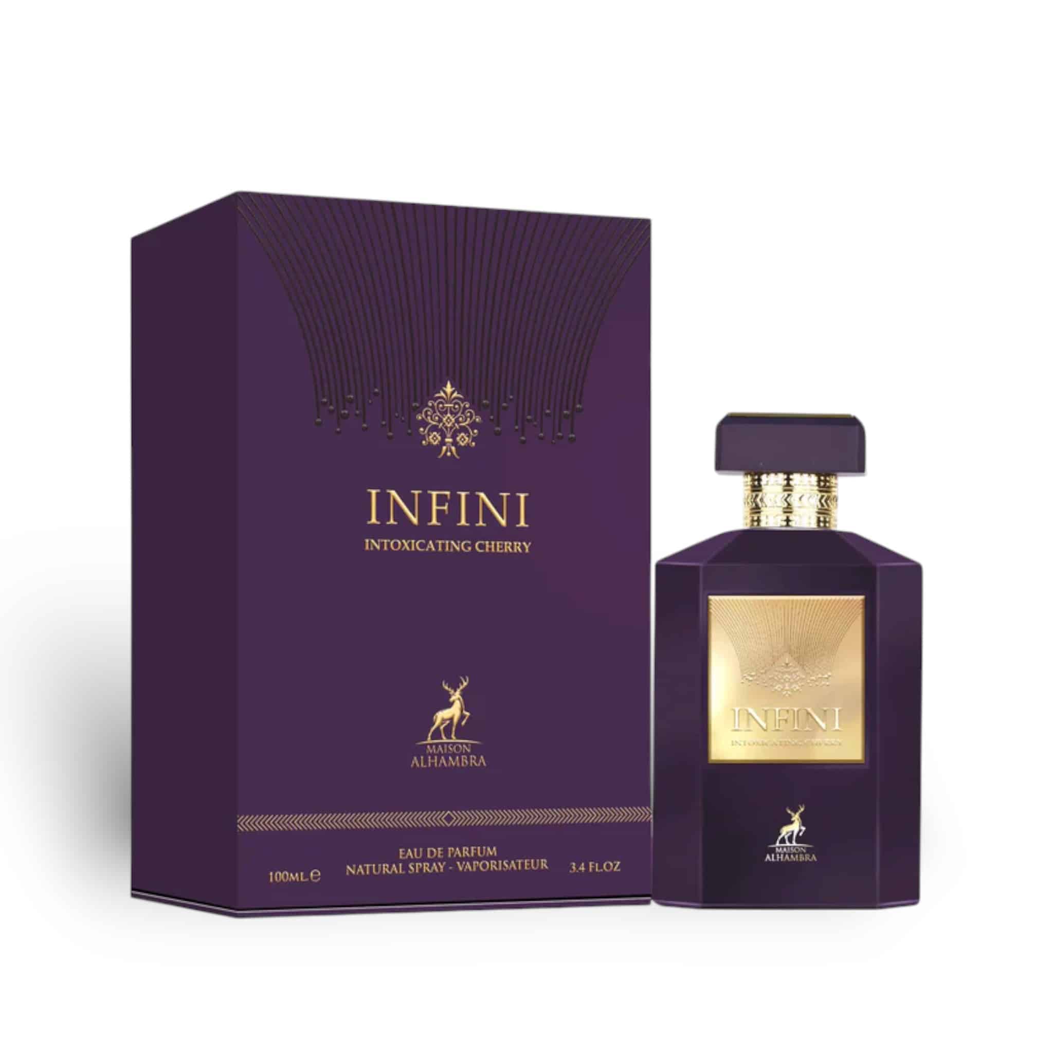 Infini Intoxicating Cherry 100ml Eau de Parfum by Maison Alhambra bottle and box