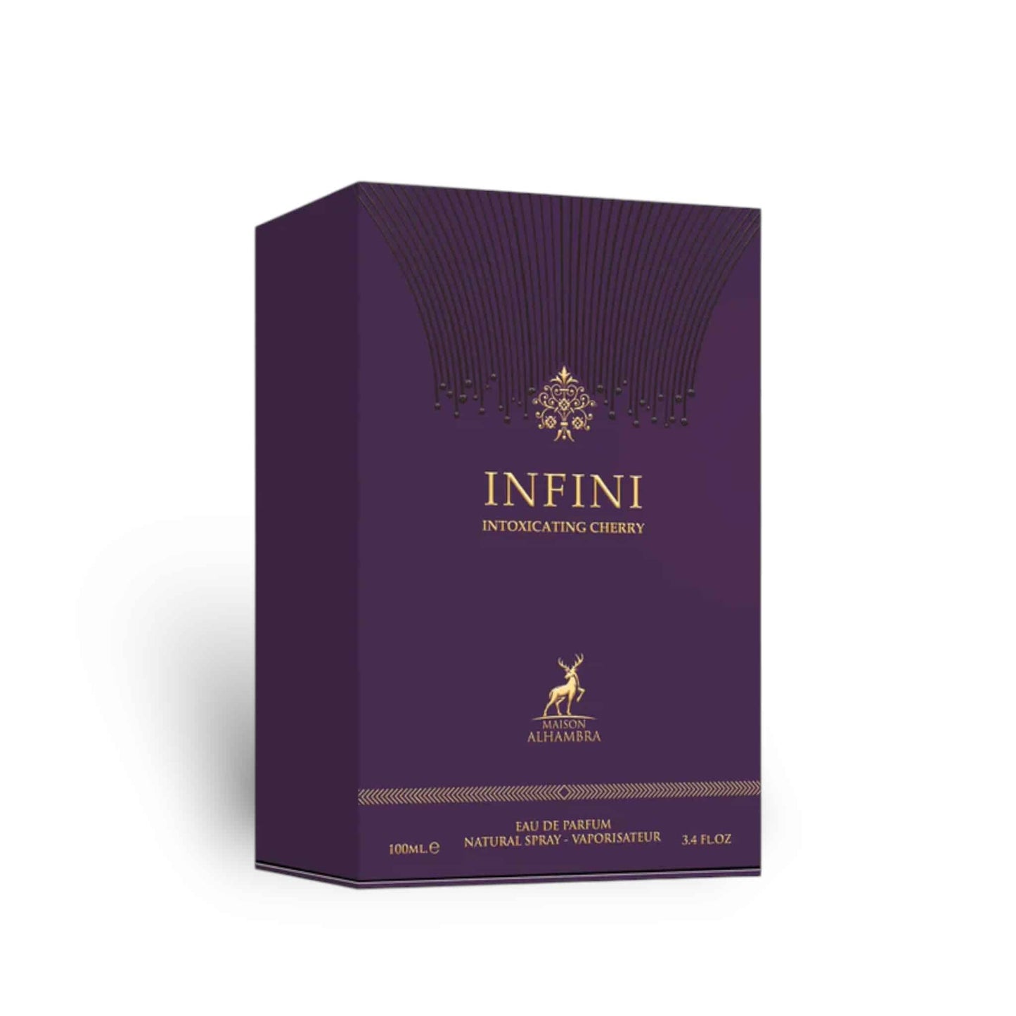 Infini Intoxicating Cherry 100ml Eau de Parfum by Maison Alhambra perfume bottle close up