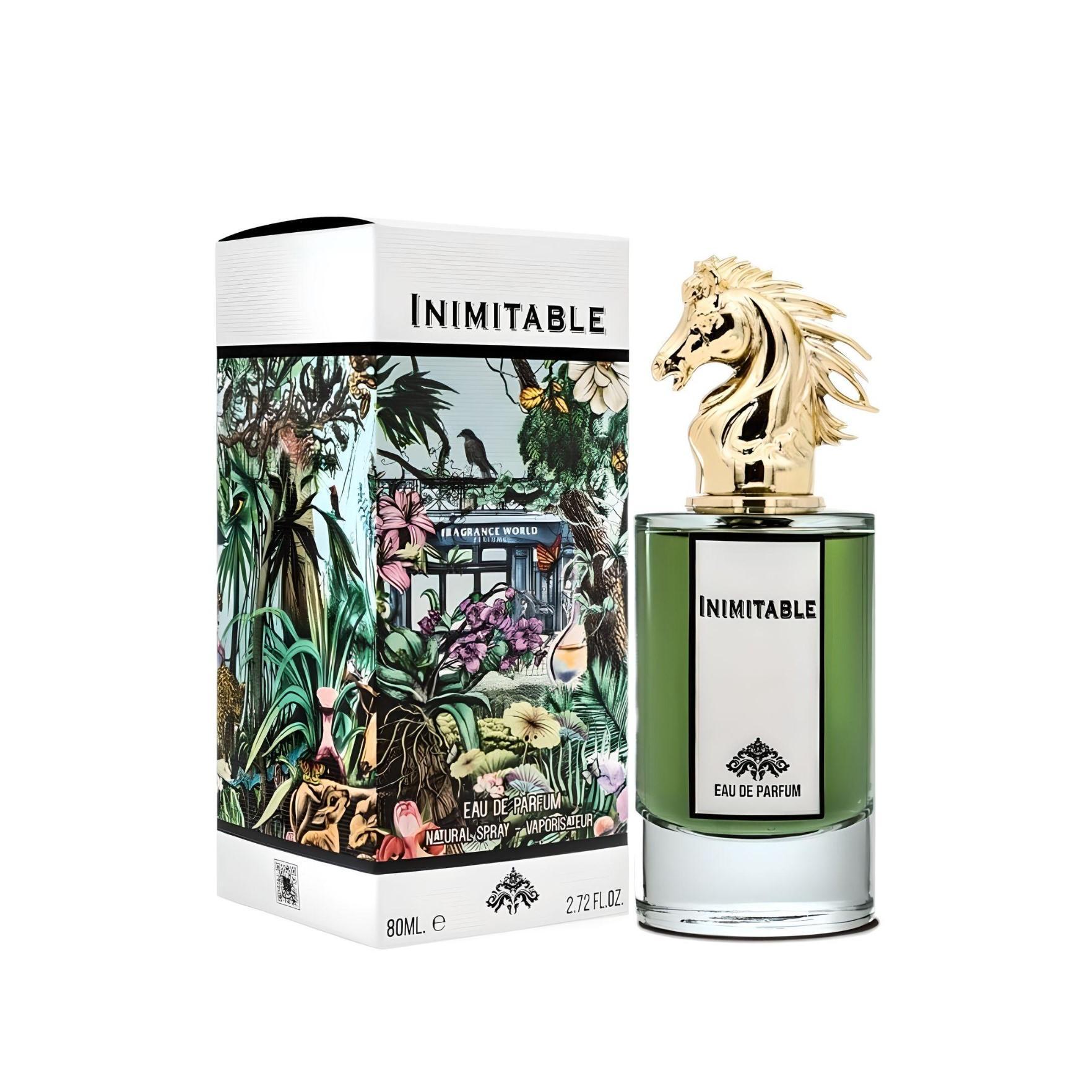 Inimitable 80ml Eau de Parfum by Fragrance World bottle and box