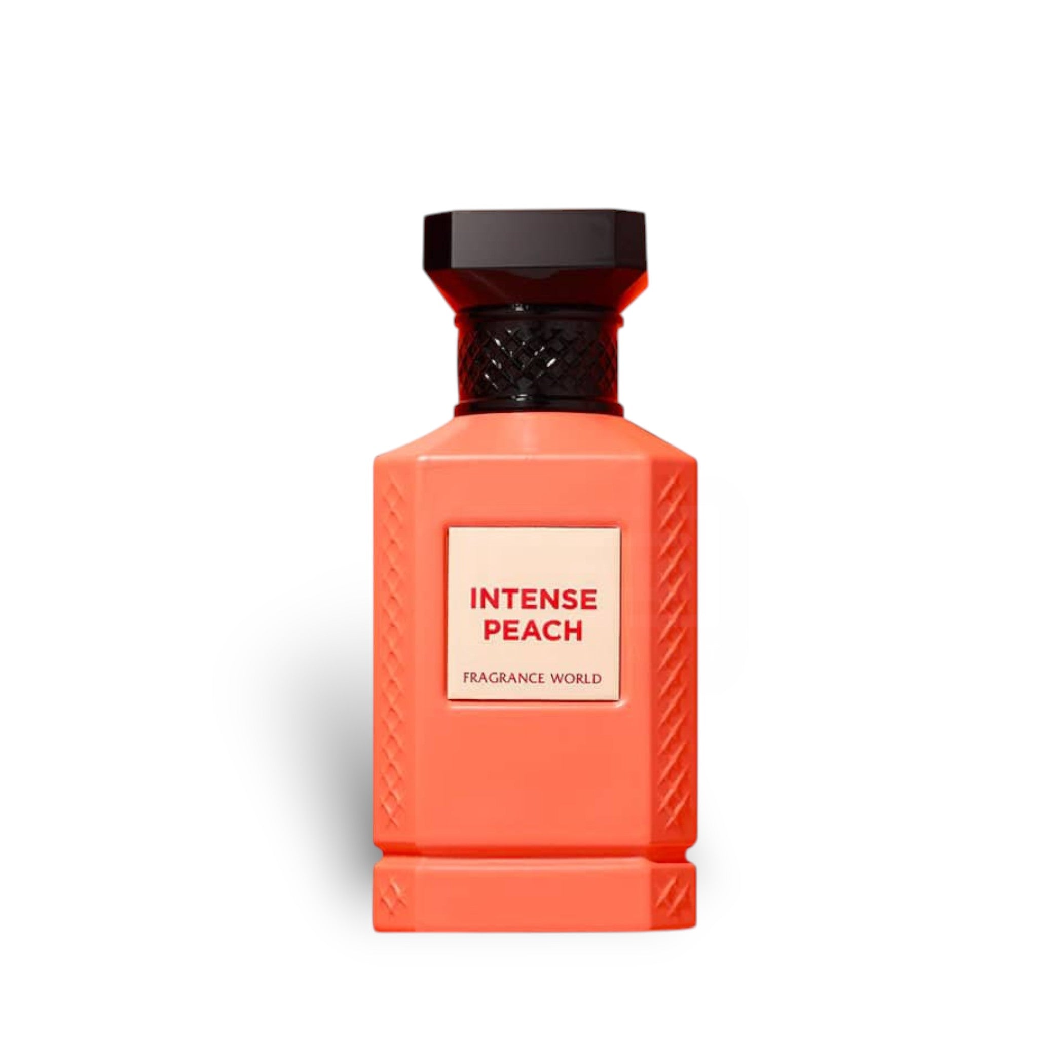 Intense Peach 150ml Eau de Parfum by Fragrance World fragrance packaging front view