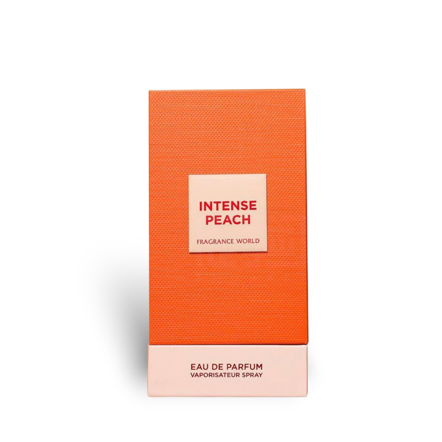 Intense Peach 150ml Eau de Parfum by Fragrance World perfume bottle close up