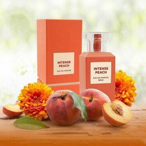 Intense Peach 80ml Eau de Parfum by Fragrance World bottle and box