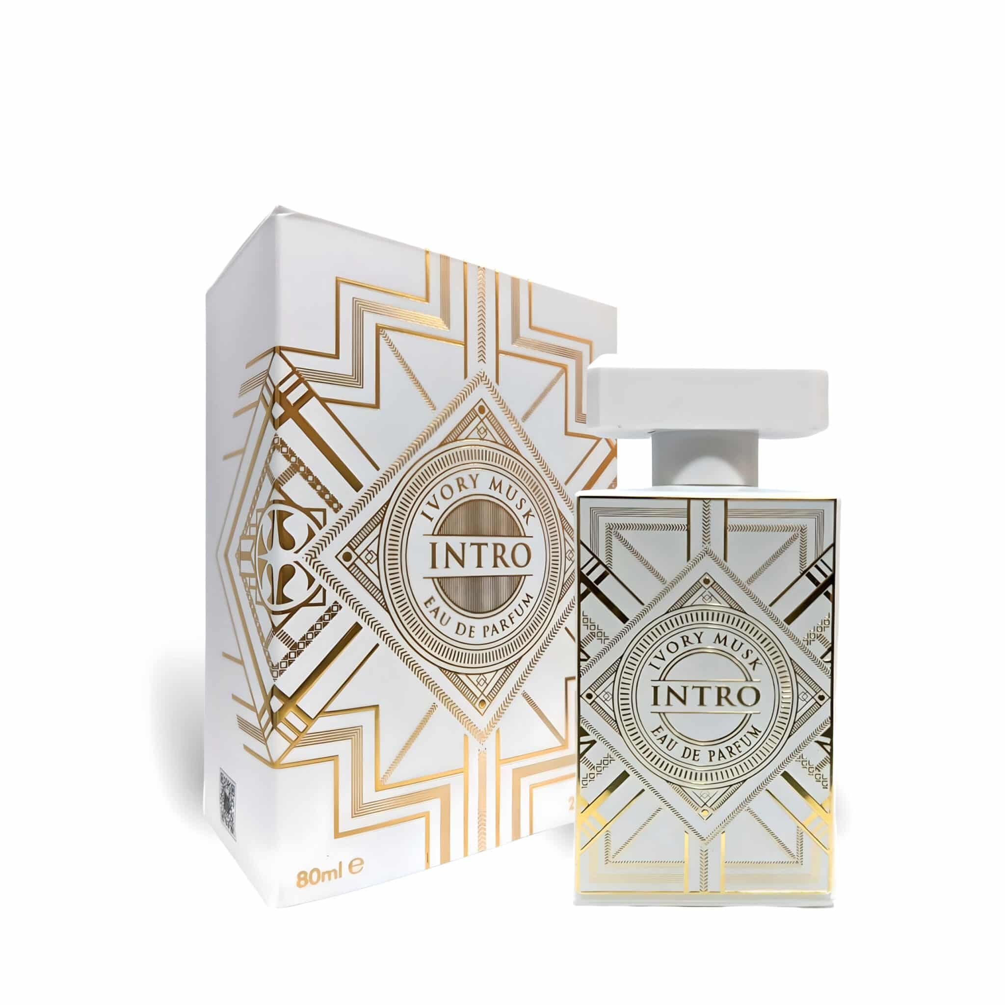 Intro Ivory Musk 80ml Eau de Parfum by Fragrance World bottle and box